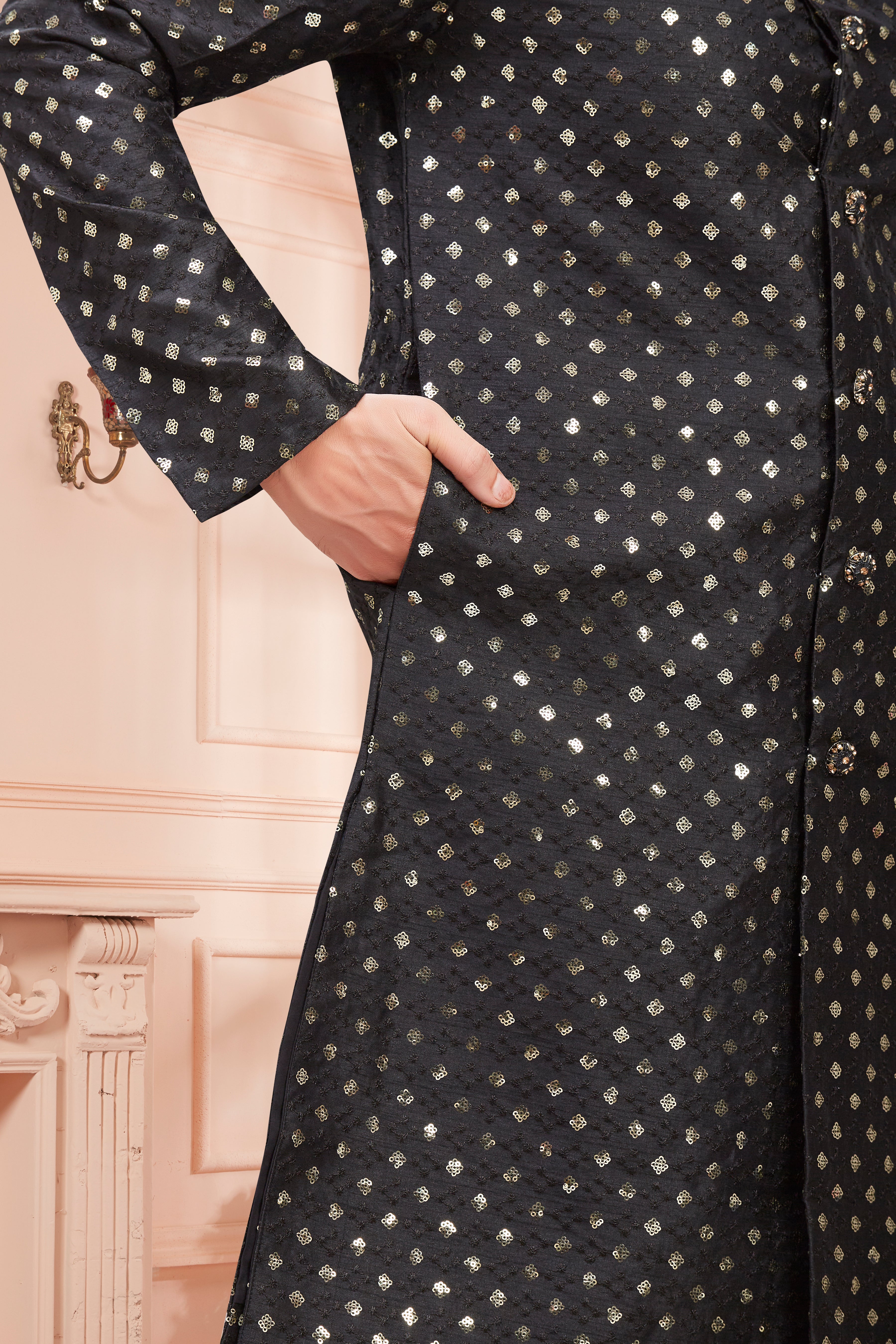 Mens Sequin Embroidered Kurta Set - Roop Darshan