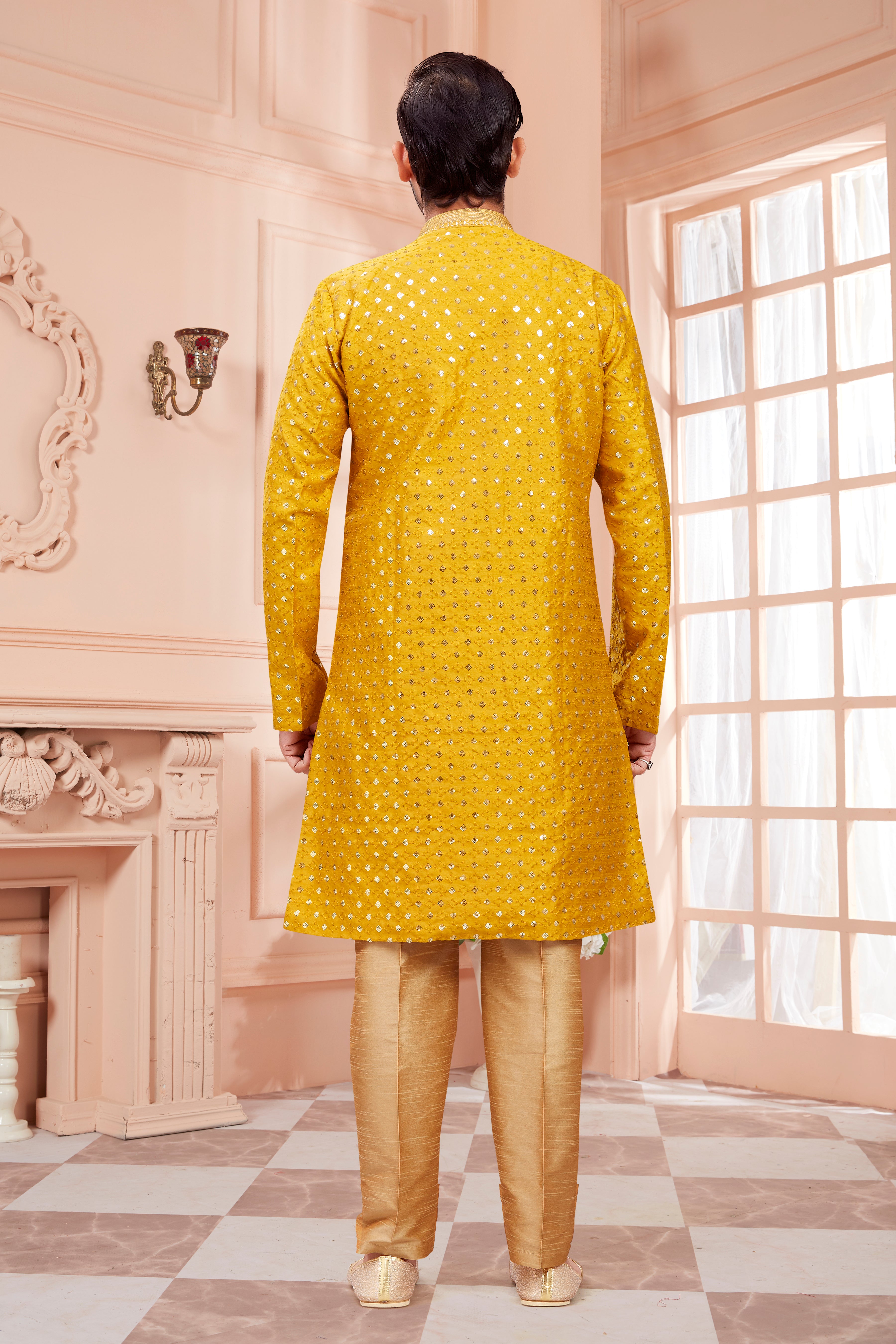 Mens Sequin Embroidered Kurta Set - Roop Darshan