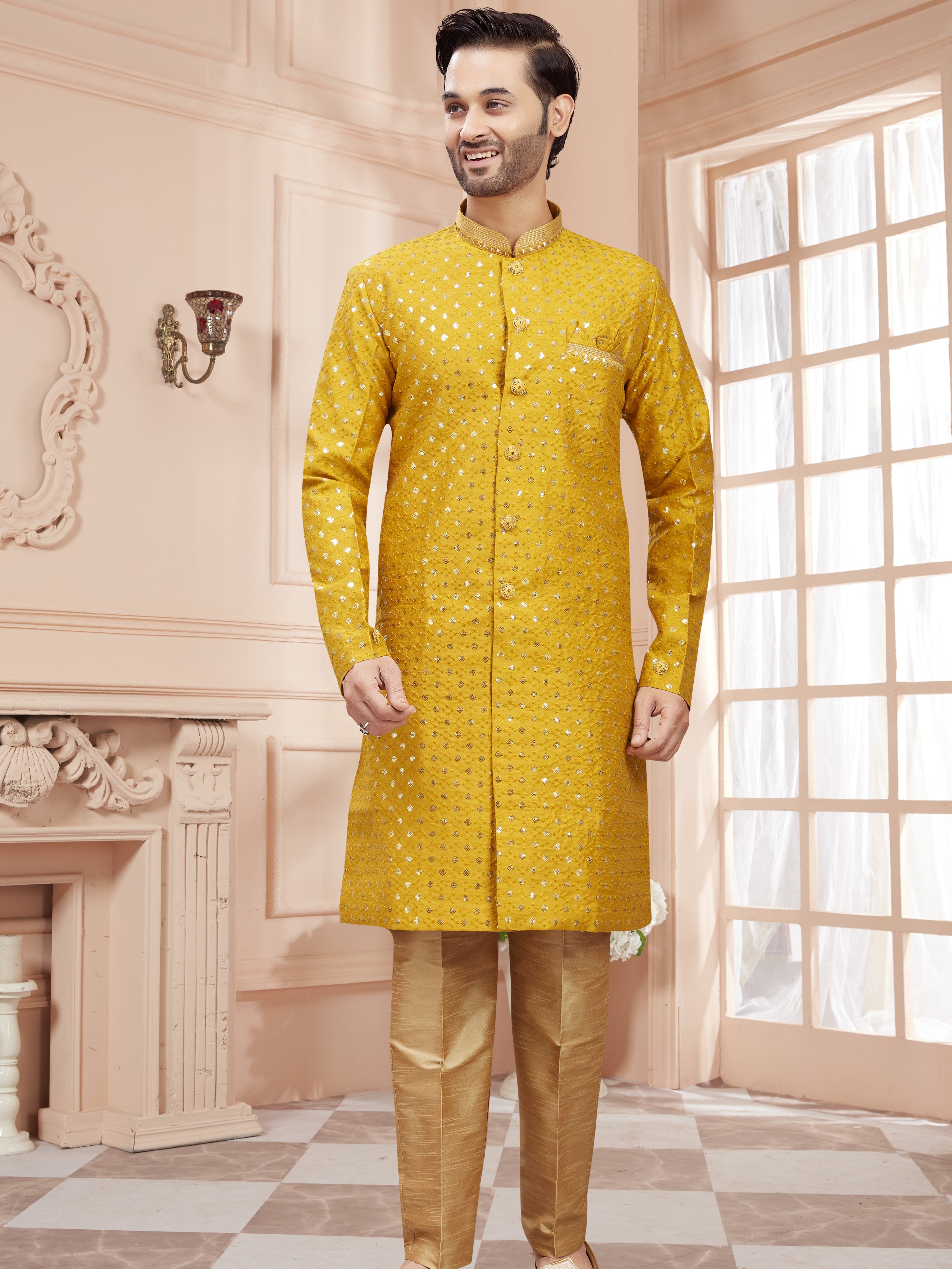 Mens Sequin Embroidered Kurta Set - Roop Darshan