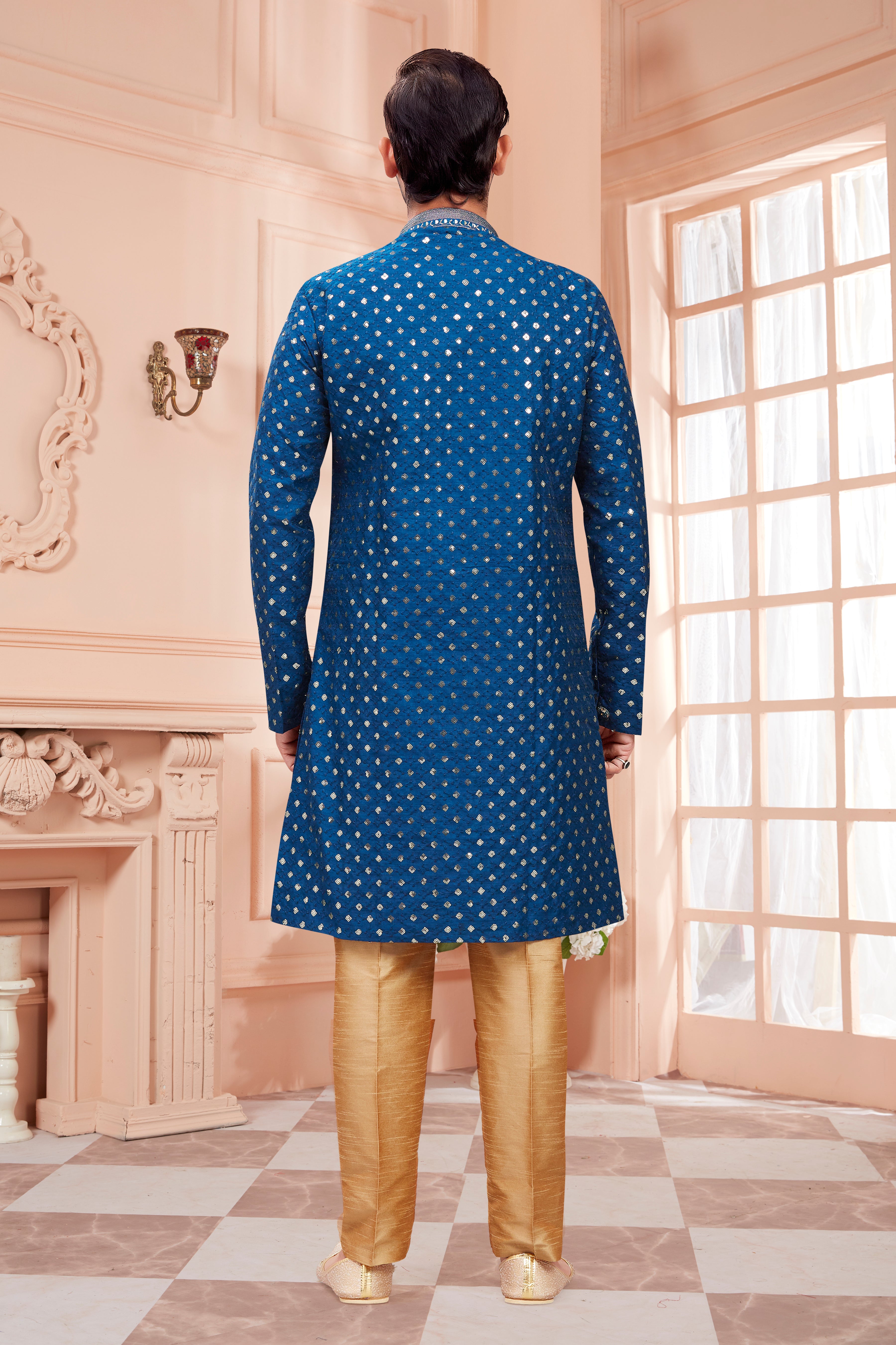 Mens Sequin Embroidered Kurta Set - Roop Darshan