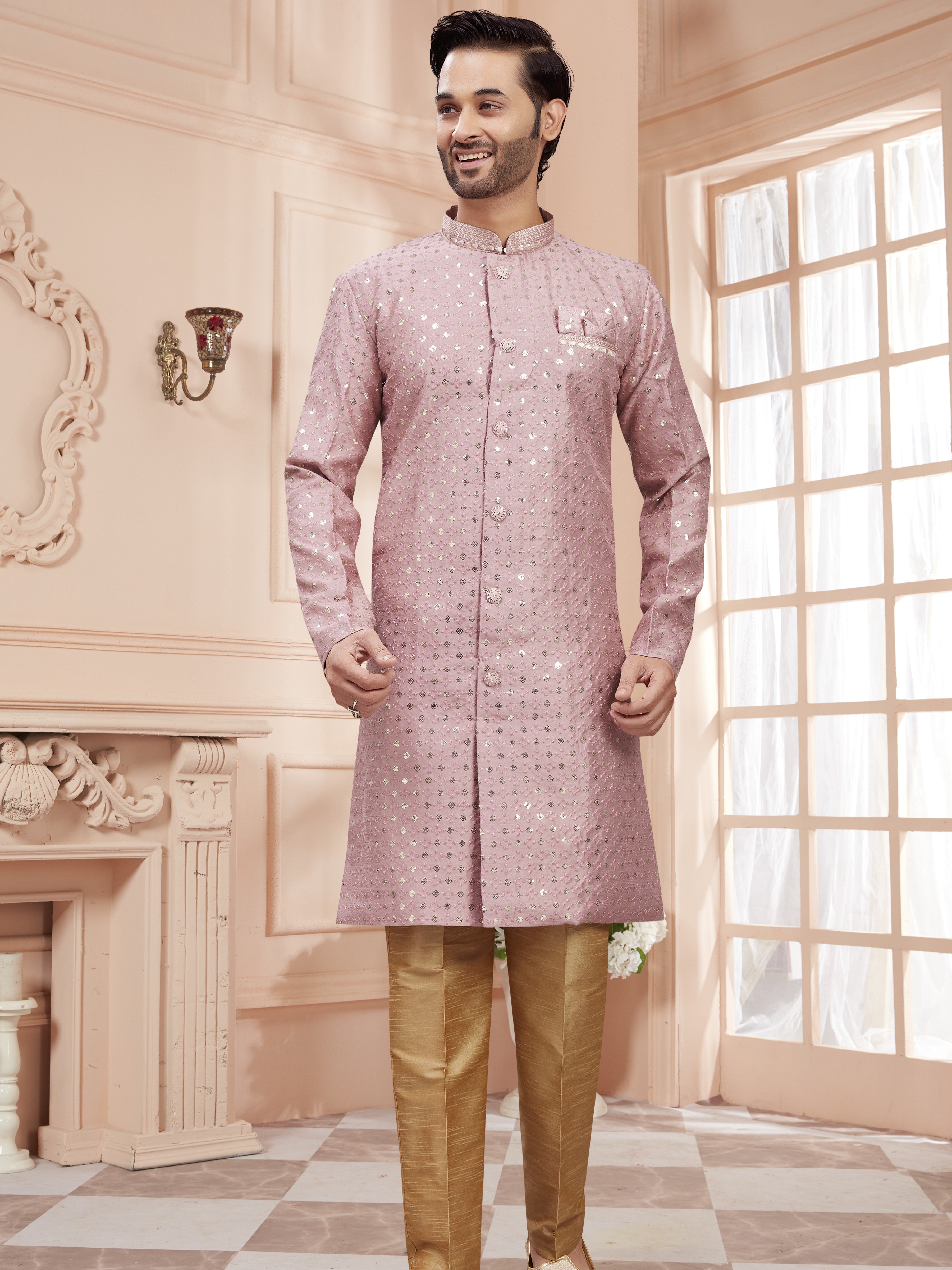 Mens Sequin Embroidered Kurta Set - Roop Darshan