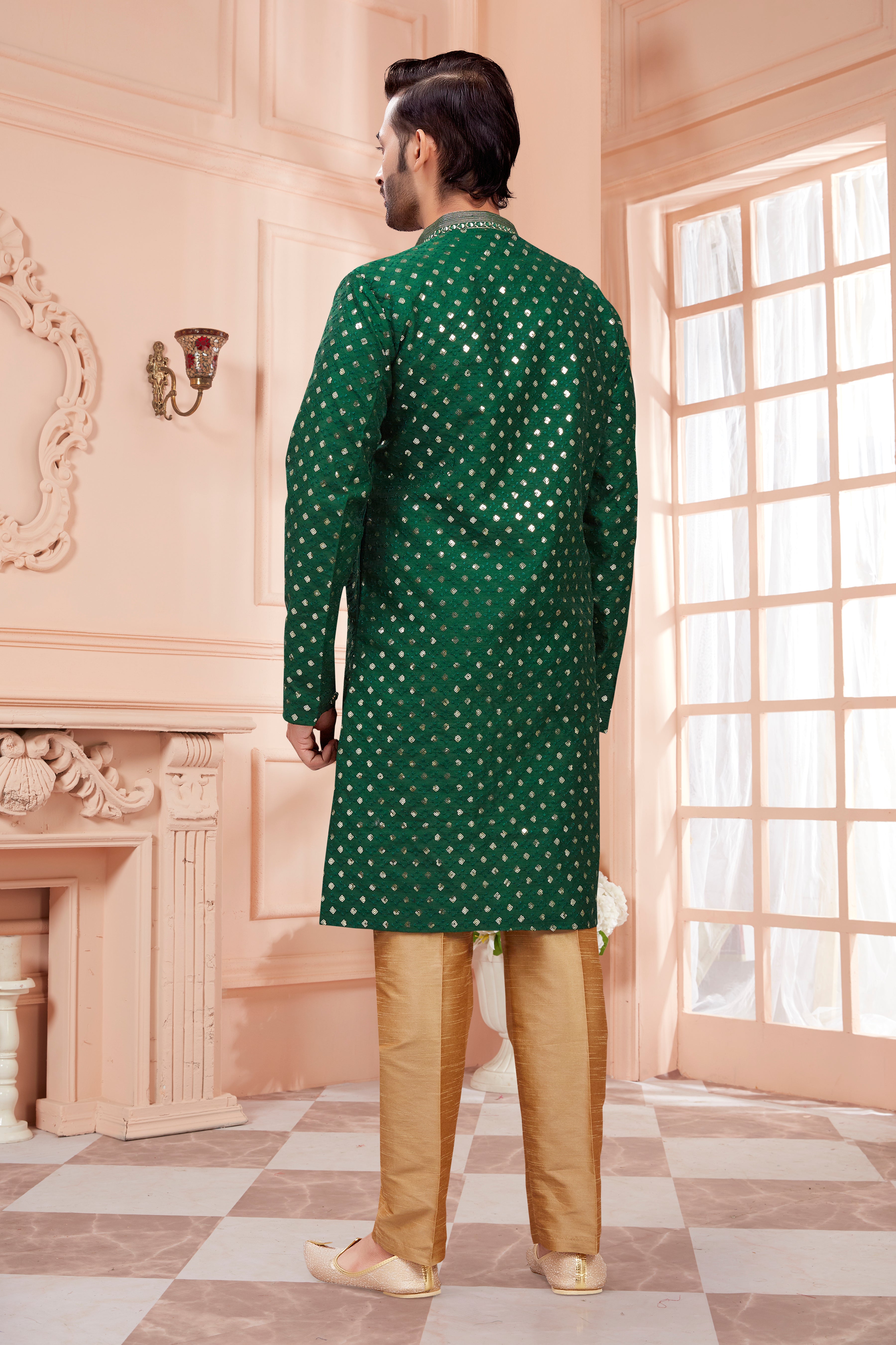 Mens Sequin Embroidered Kurta Set - Roop Darshan