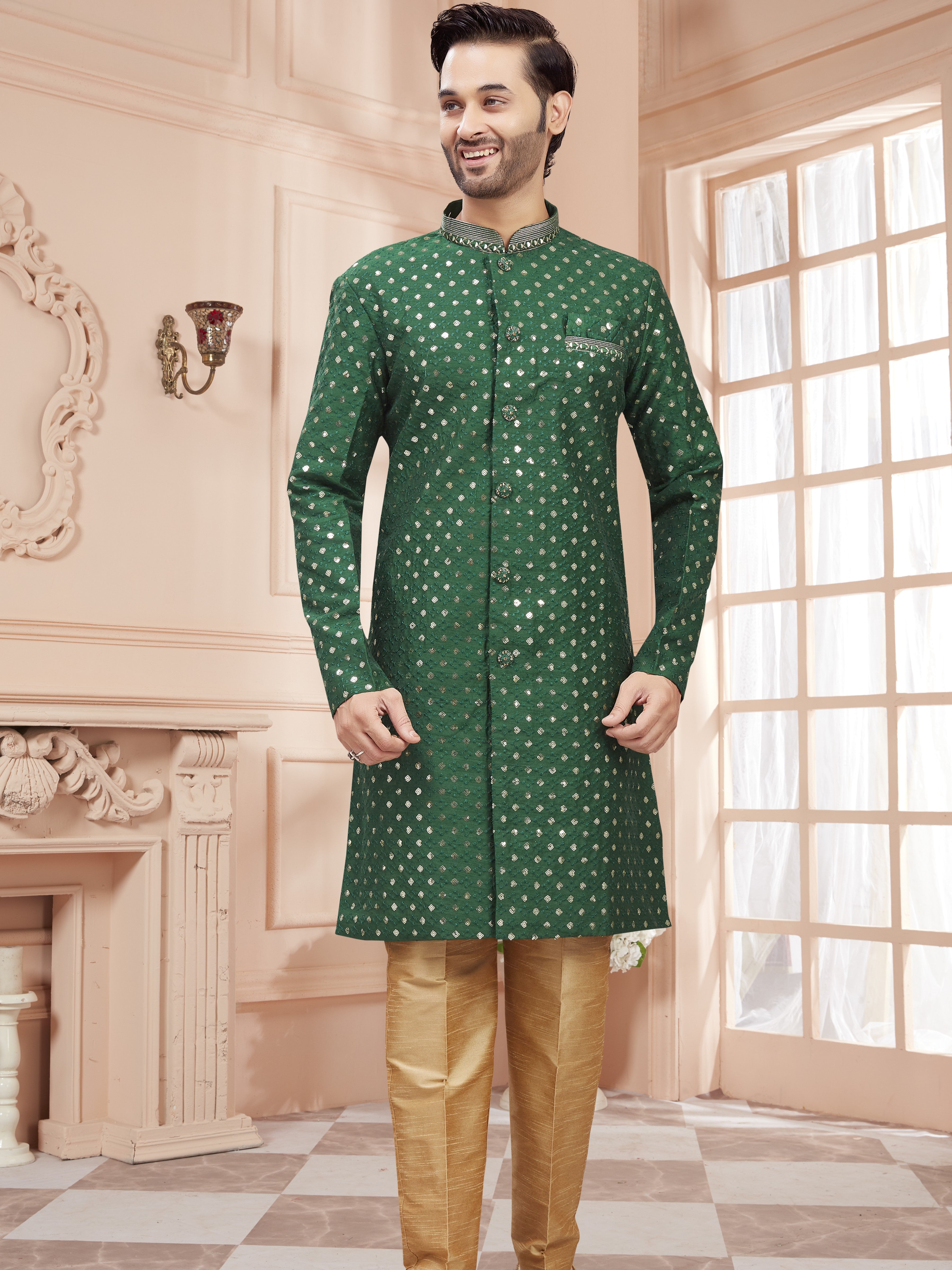 Mens Sequin Embroidered Kurta Set - Roop Darshan