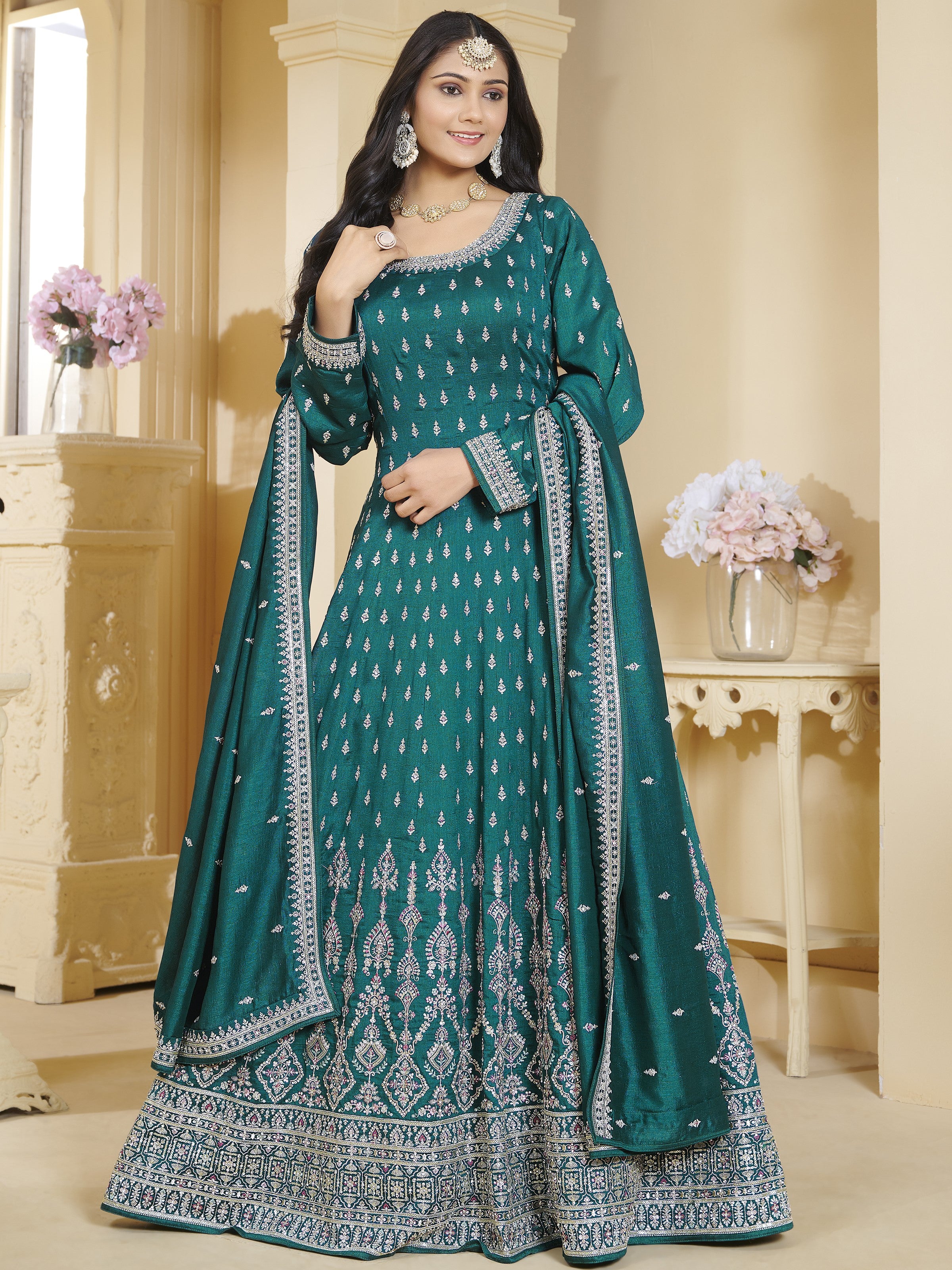 Veda Gown With Dupatta - Roop Darshan