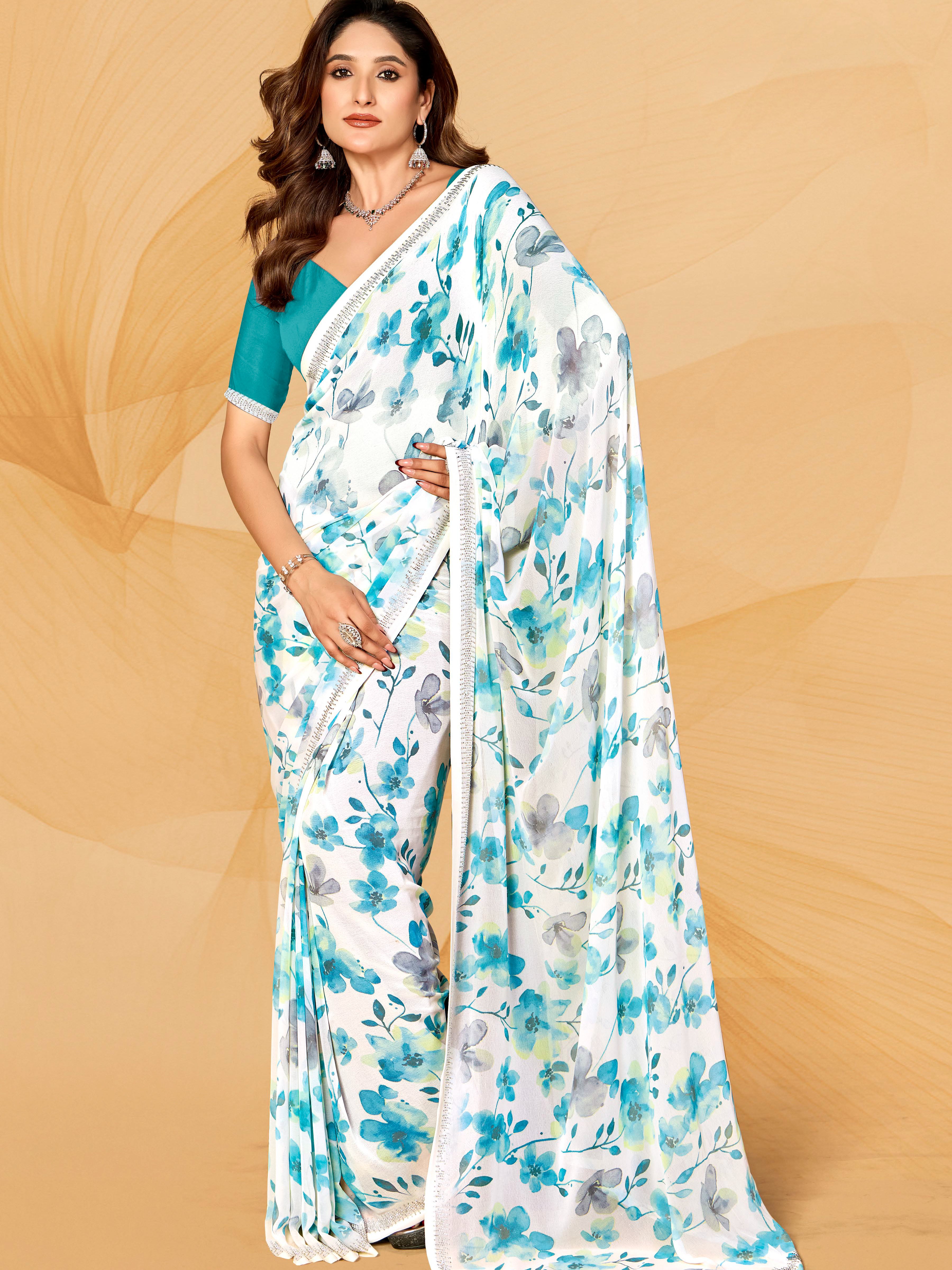 Bansari Floral Print Saree - Roop Darshan
