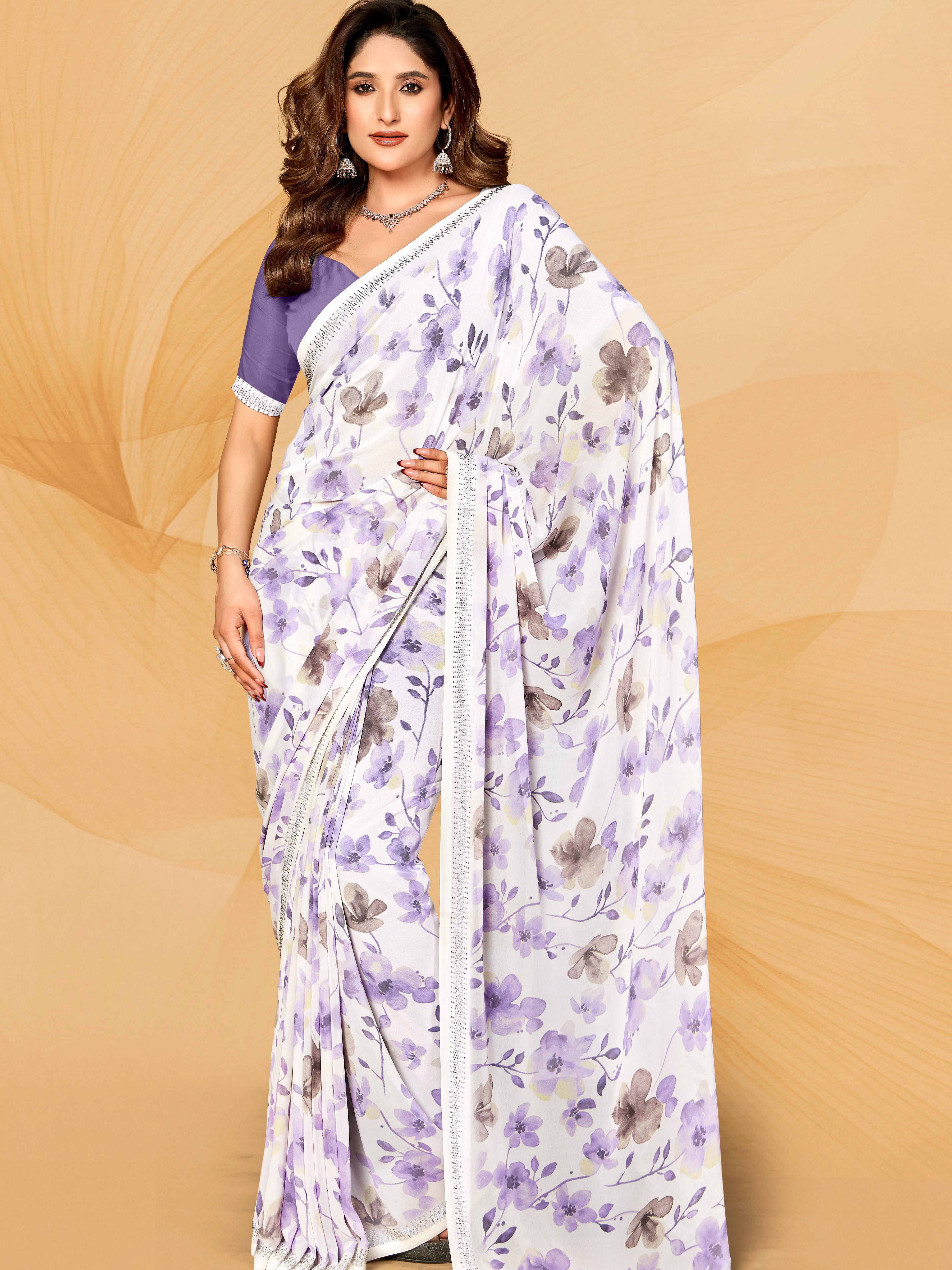 Bansari Floral Print Saree - Roop Darshan