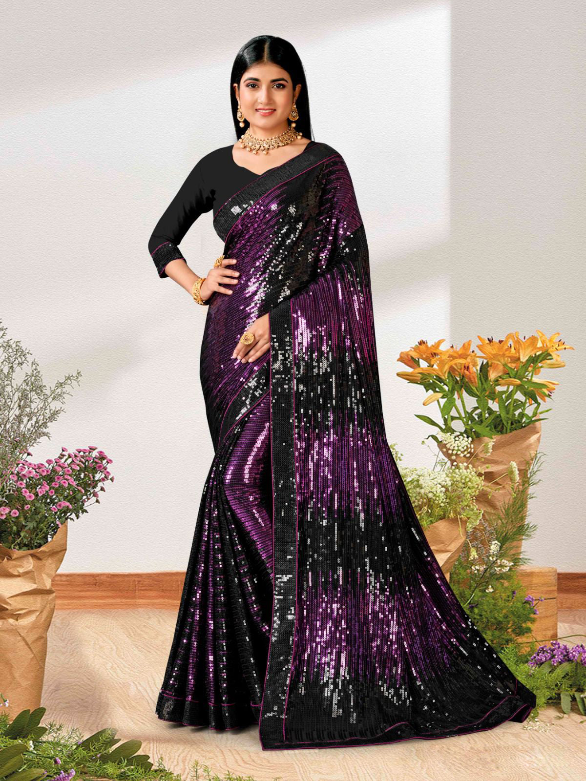 Raina Sequin Saree - Roop Darshan