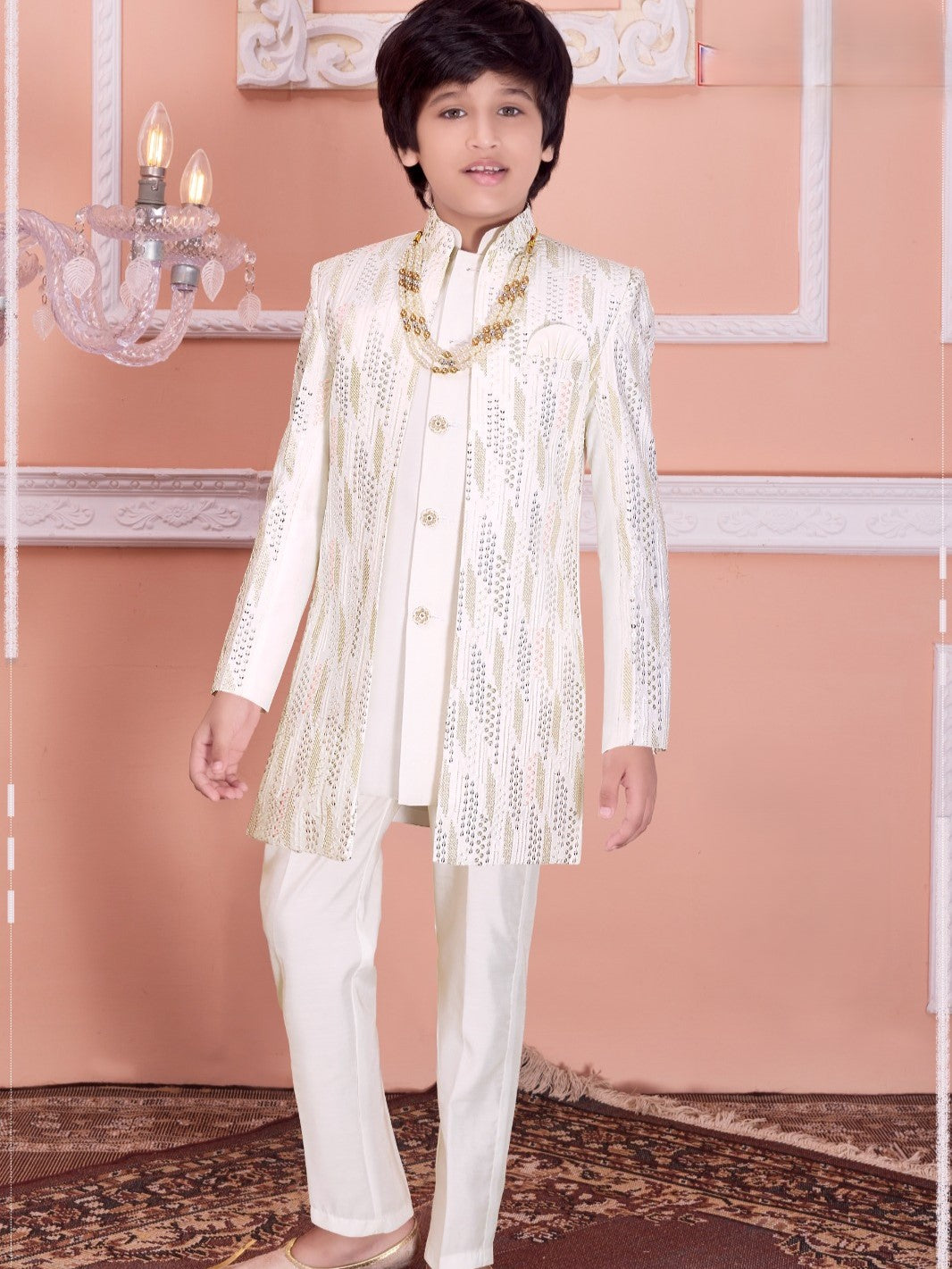 Boys Silk Kurta Set with Jacket