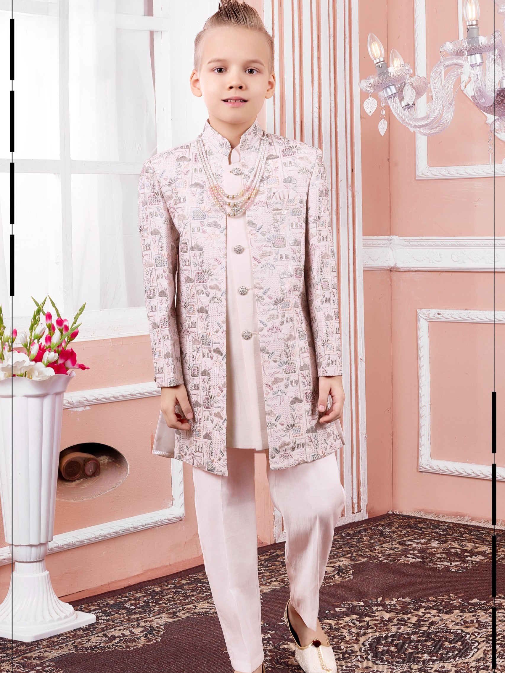 Boys Silk Kurta Set with Jacket