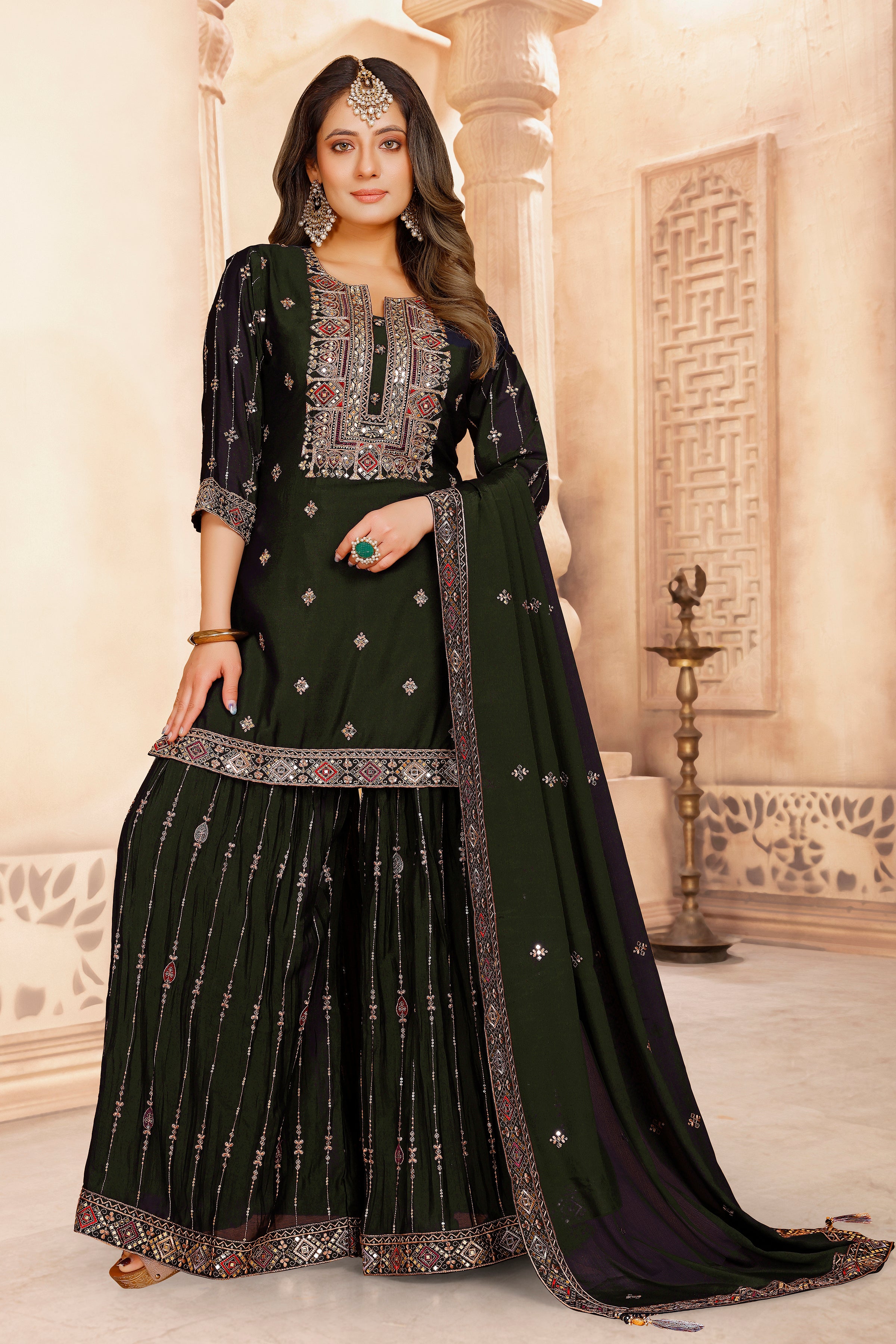 Tanisha Palazoo Suit - Roop Darshan