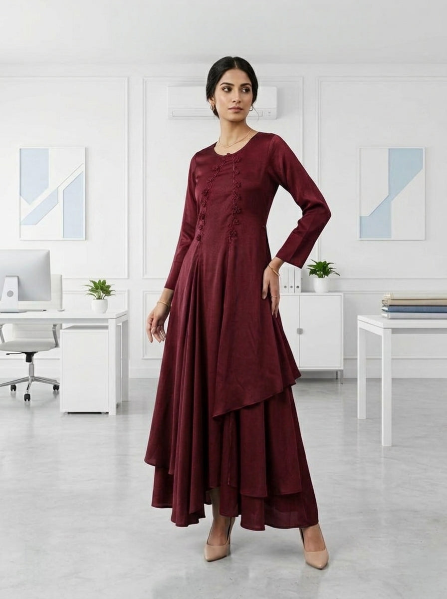 Yashika Silk Asymmetrical Gown
