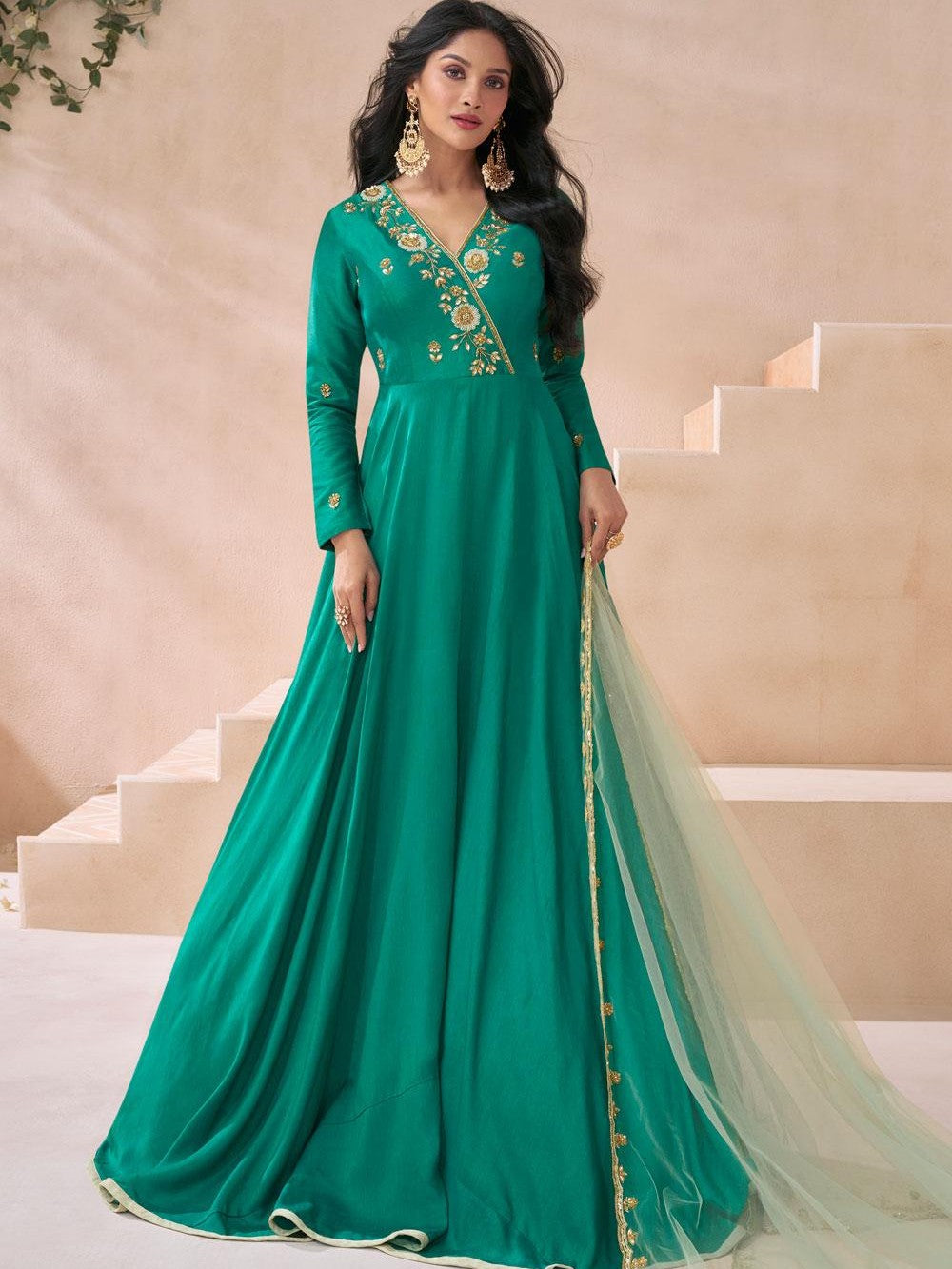 Neema Long Gown With Dupatta - Roop Darshan