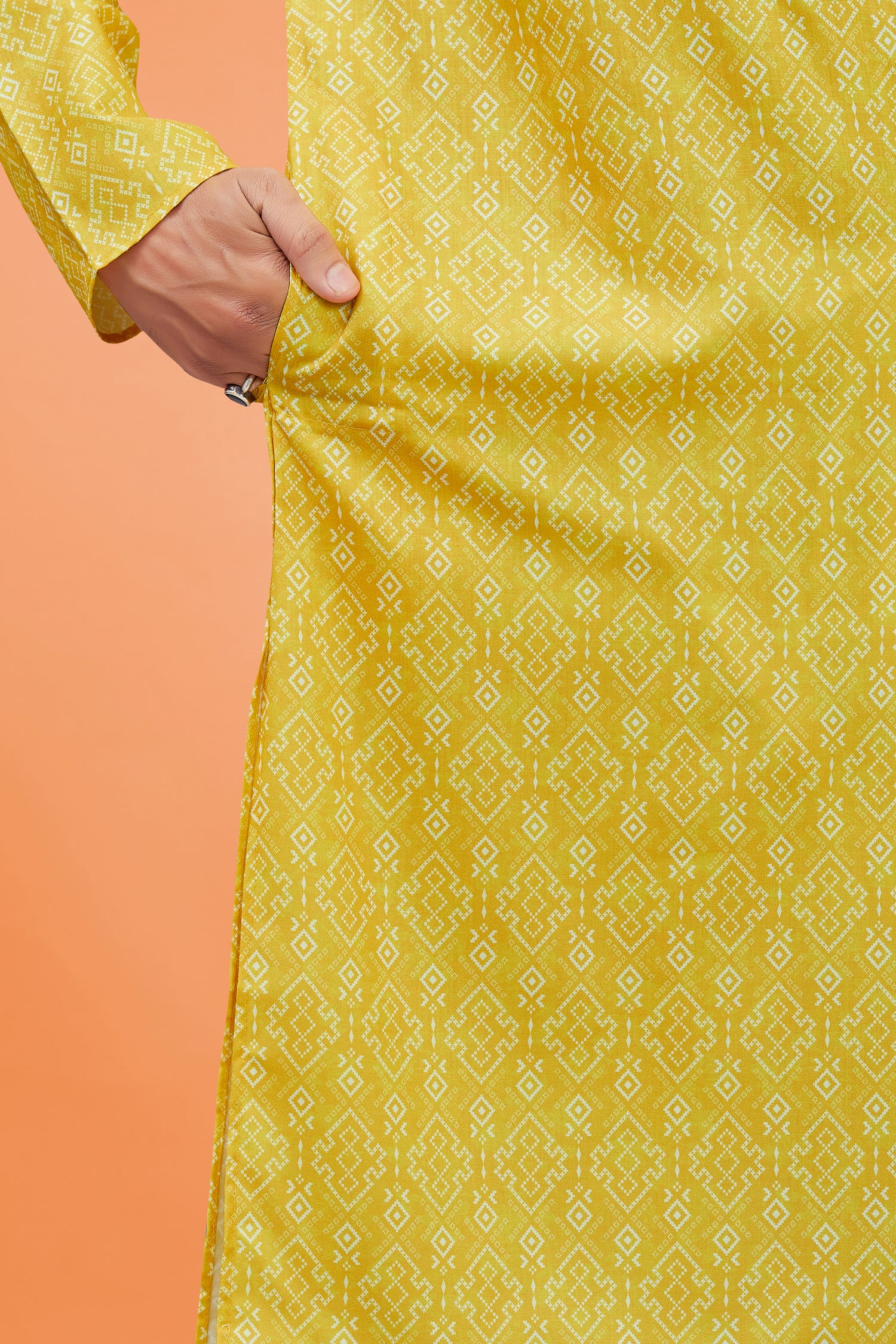 Mens Silk Printed Kurta Set - Roop Darshan