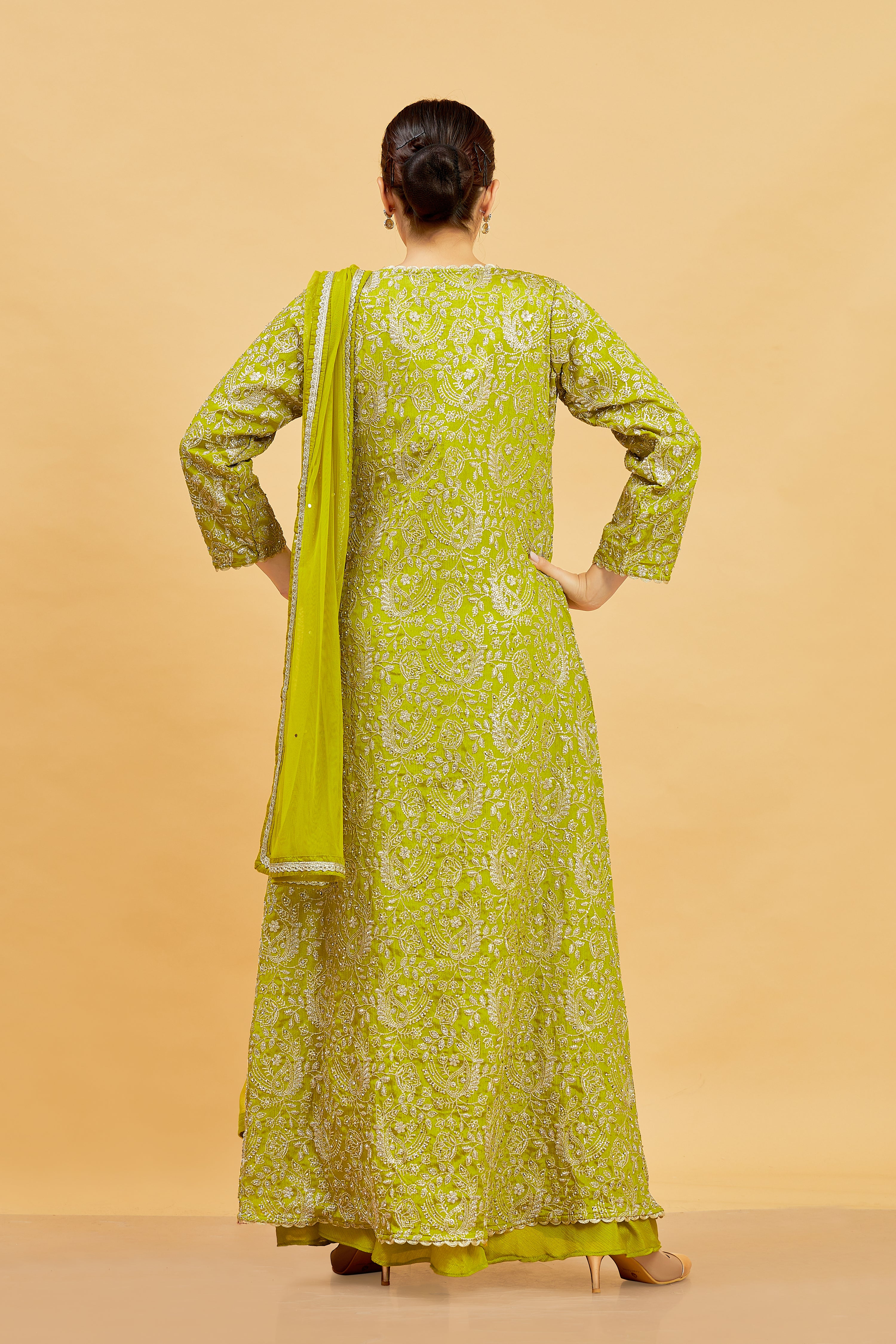 Kashvi Crop Top Palazzo Suit With Jacket - Roop Darshan