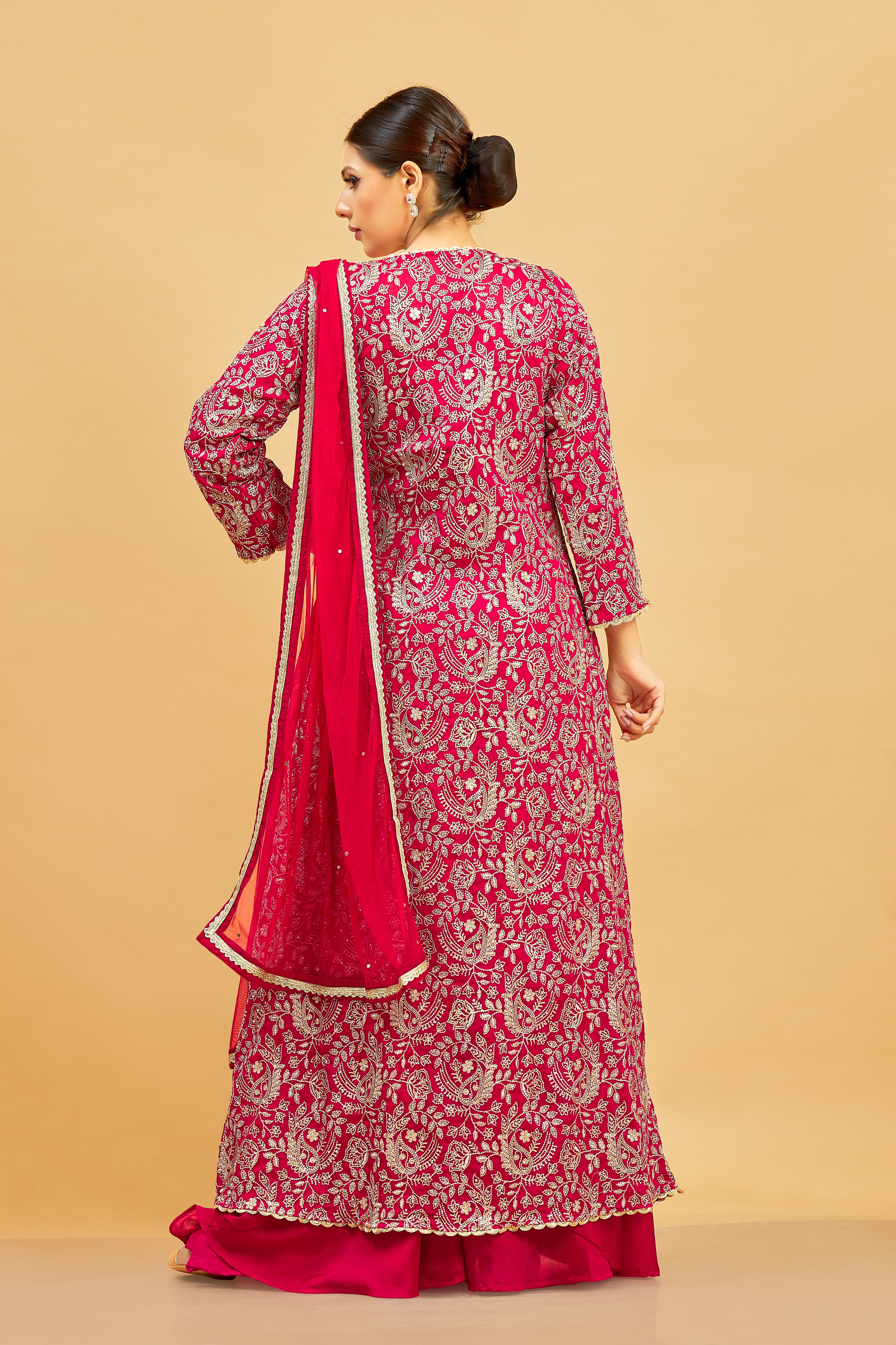 Kashvi Crop Top Palazzo Suit With Jacket - Roop Darshan