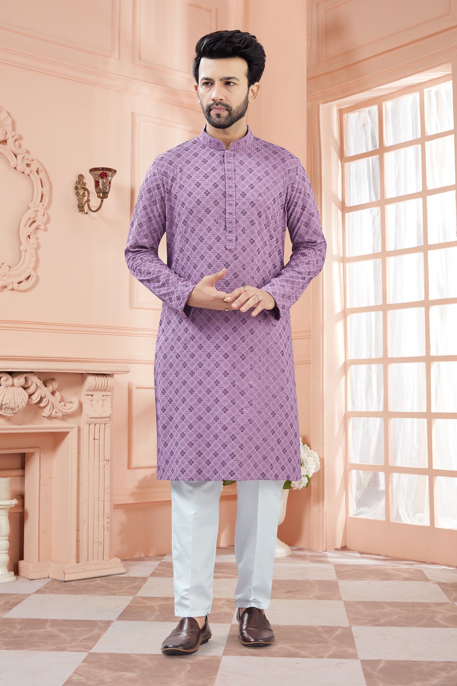 Mens Tiki Resham Kurta Set - Roop Darshan