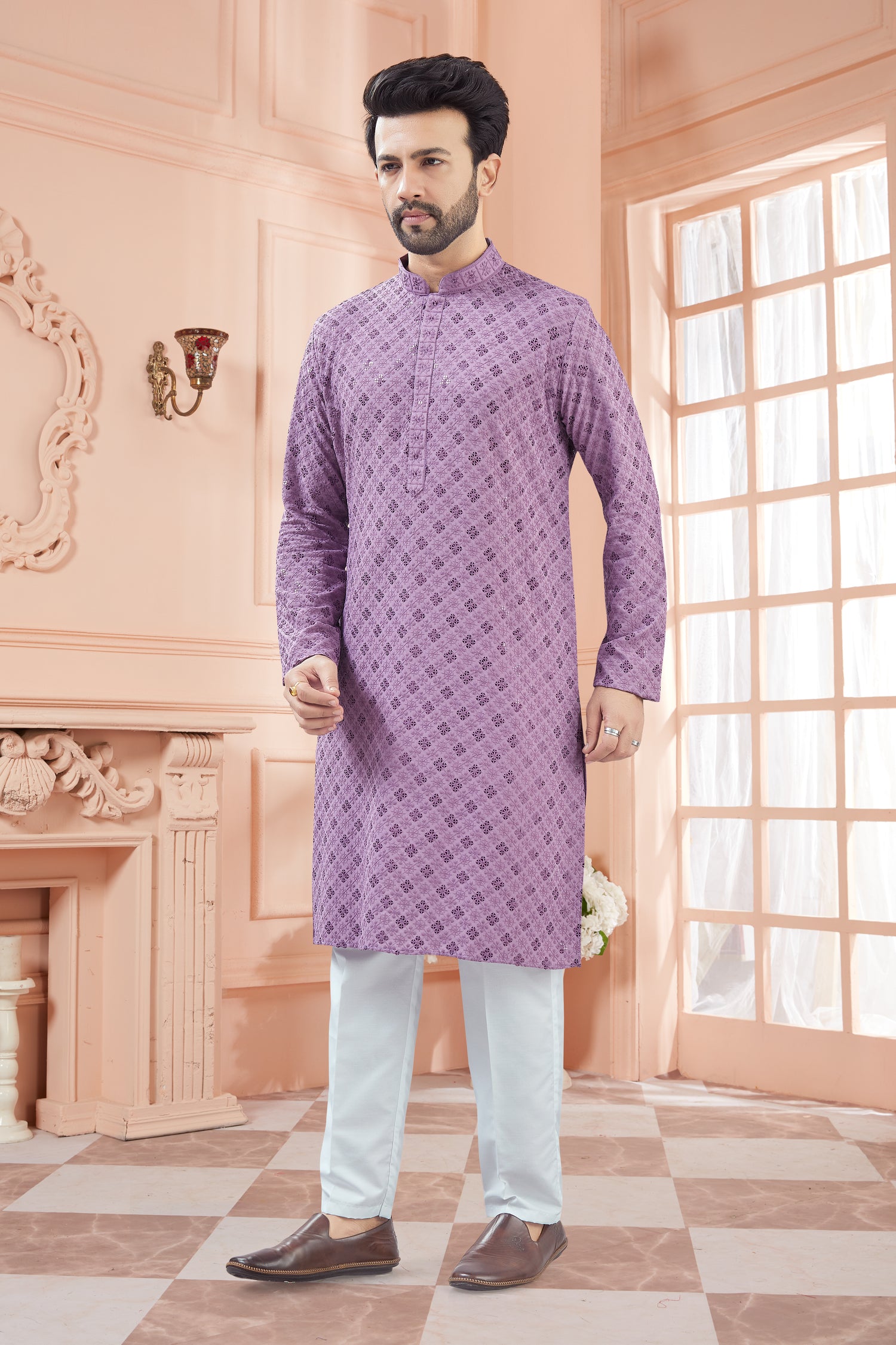 Mens Tiki Resham Kurta Set - Roop Darshan