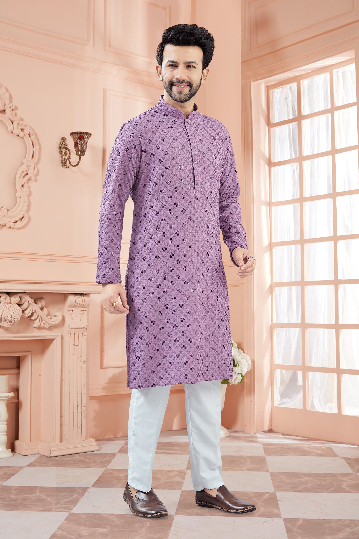 Mens Tiki Resham Kurta Set - Roop Darshan