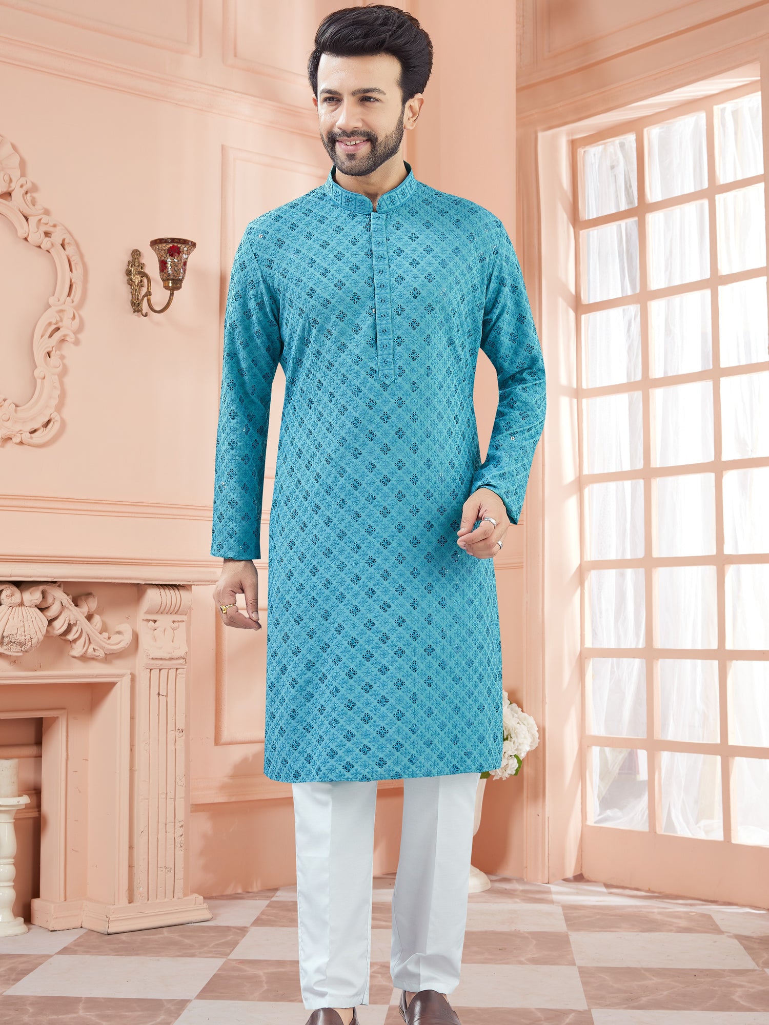 Mens Tiki Resham Kurta Set - Roop Darshan