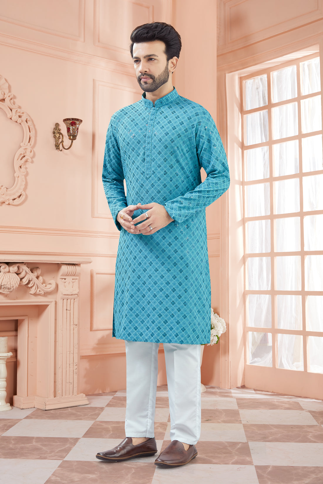 Mens Tiki Resham Kurta Set - Roop Darshan