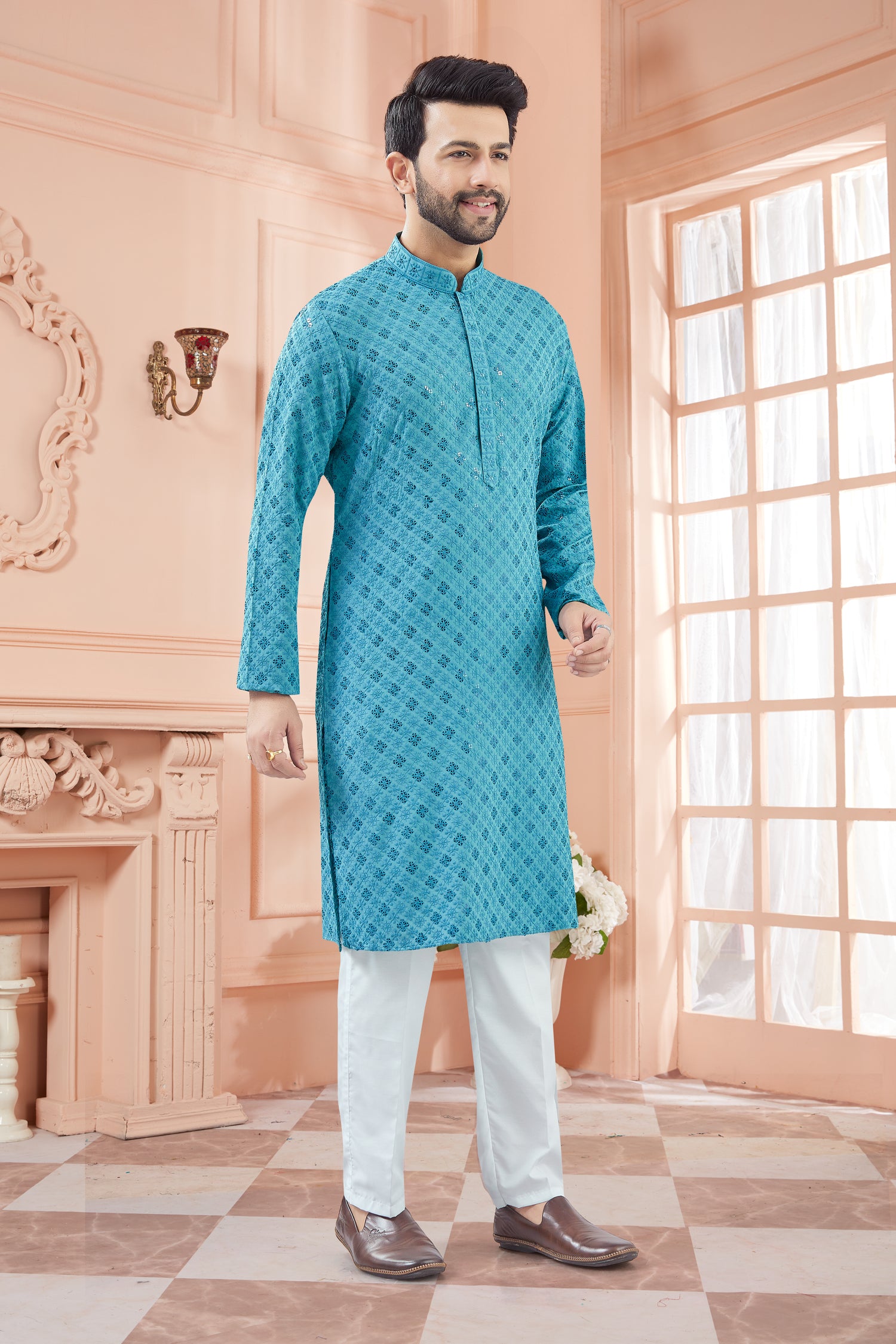 Mens Tiki Resham Kurta Set - Roop Darshan