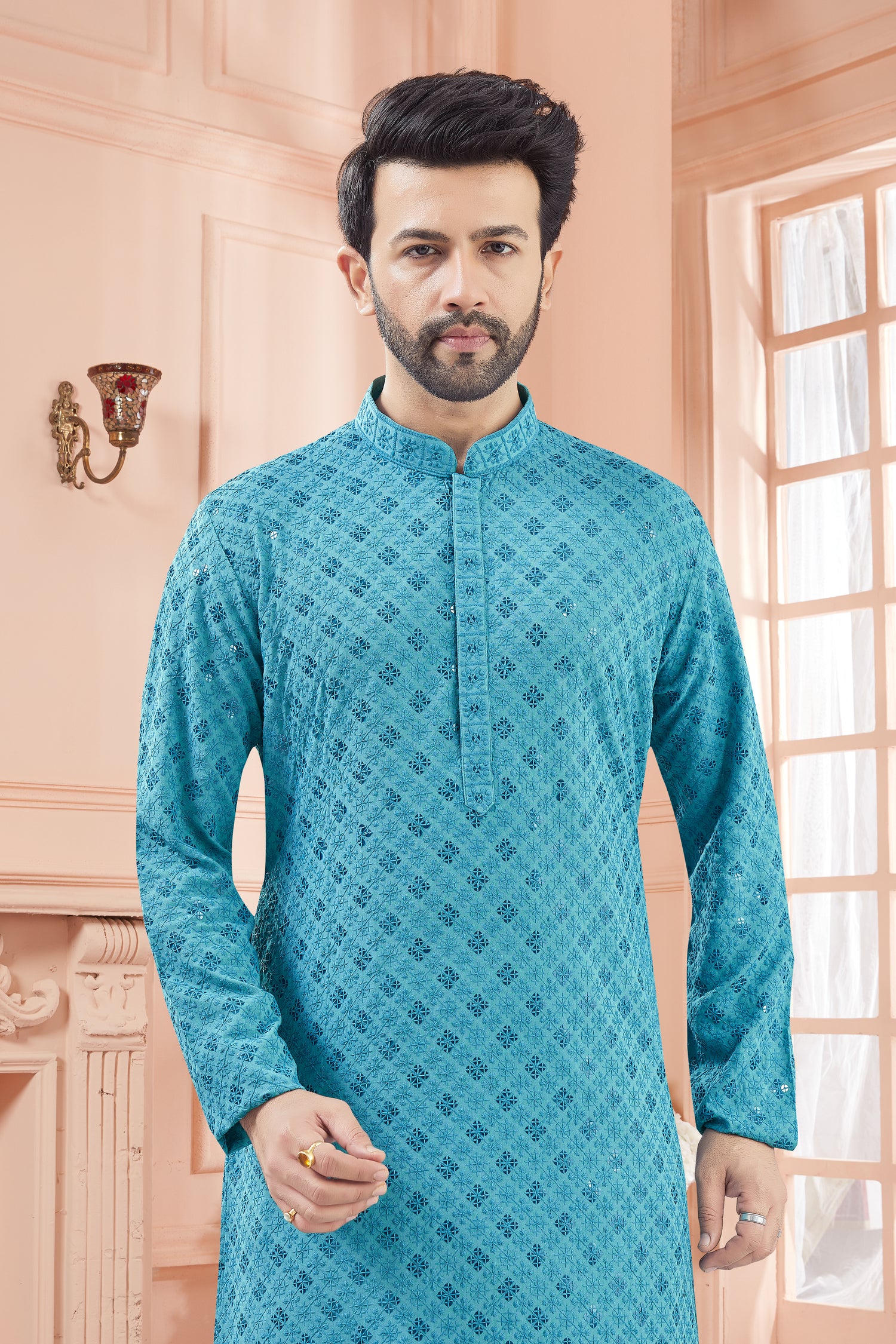 Mens Tiki Resham Kurta Set - Roop Darshan