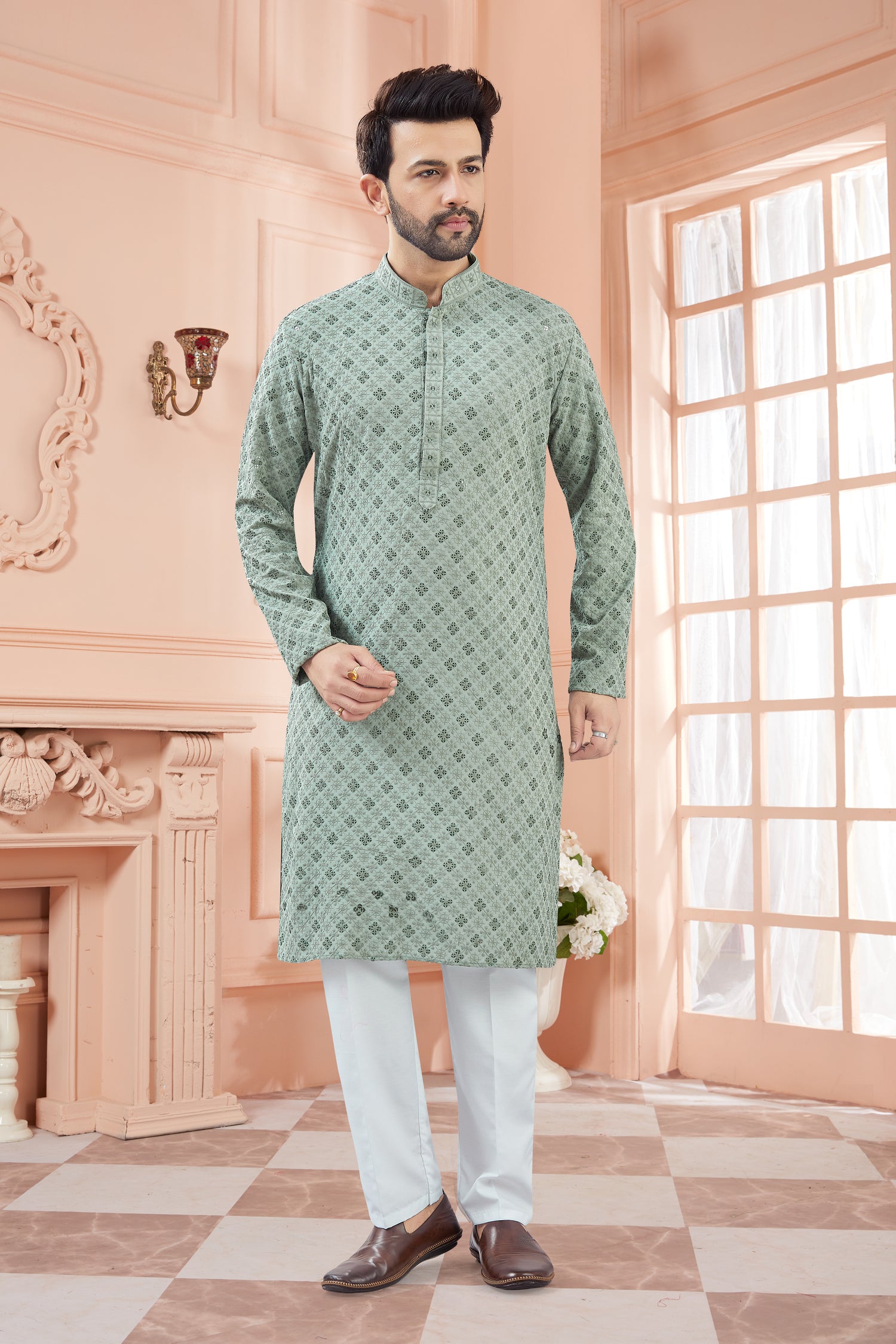 Mens Tiki Resham Kurta Set - Roop Darshan