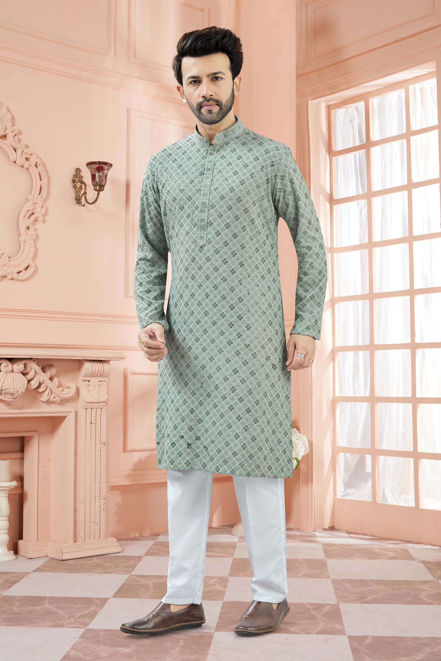 Mens Tiki Resham Kurta Set - Roop Darshan