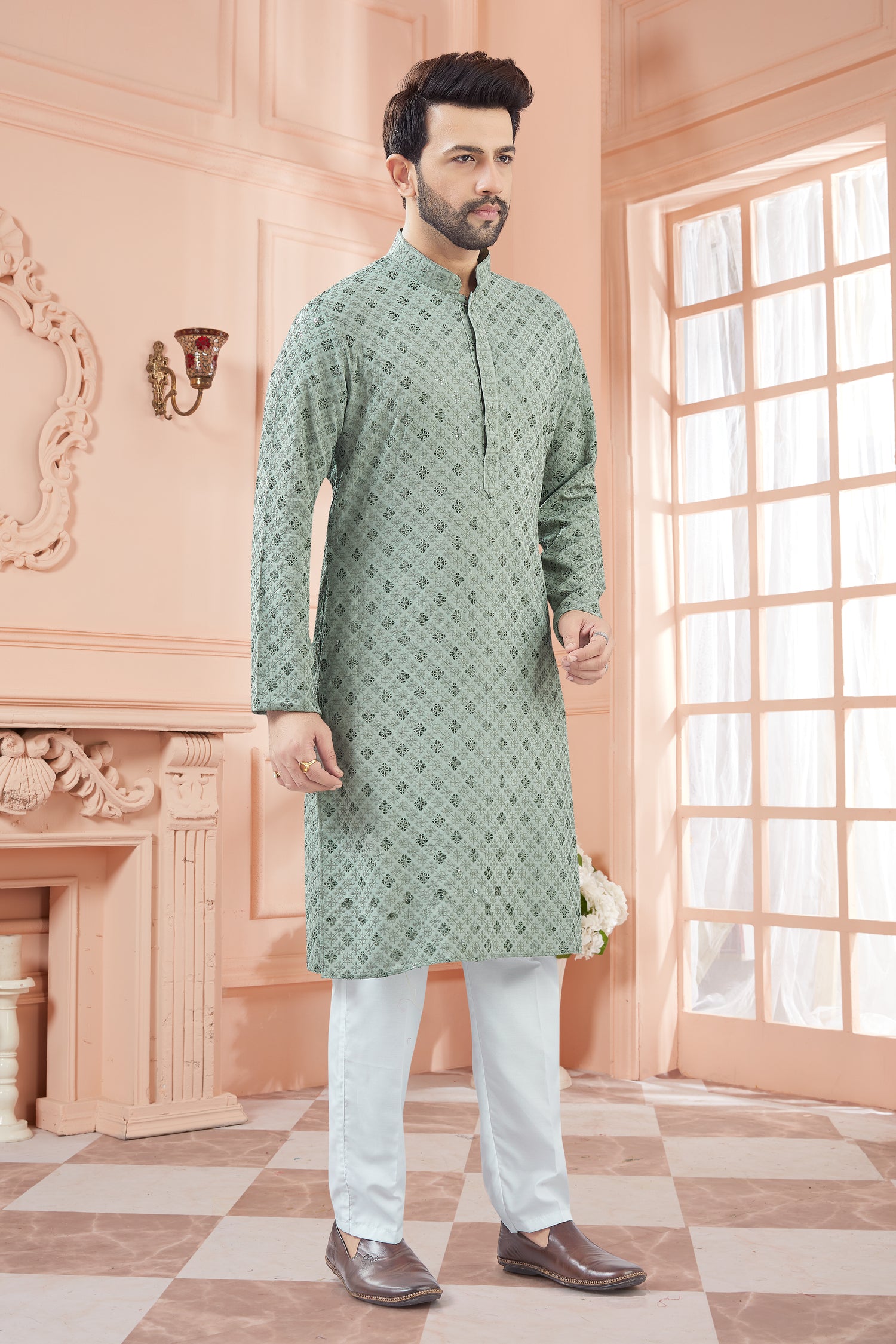 Mens Tiki Resham Kurta Set - Roop Darshan