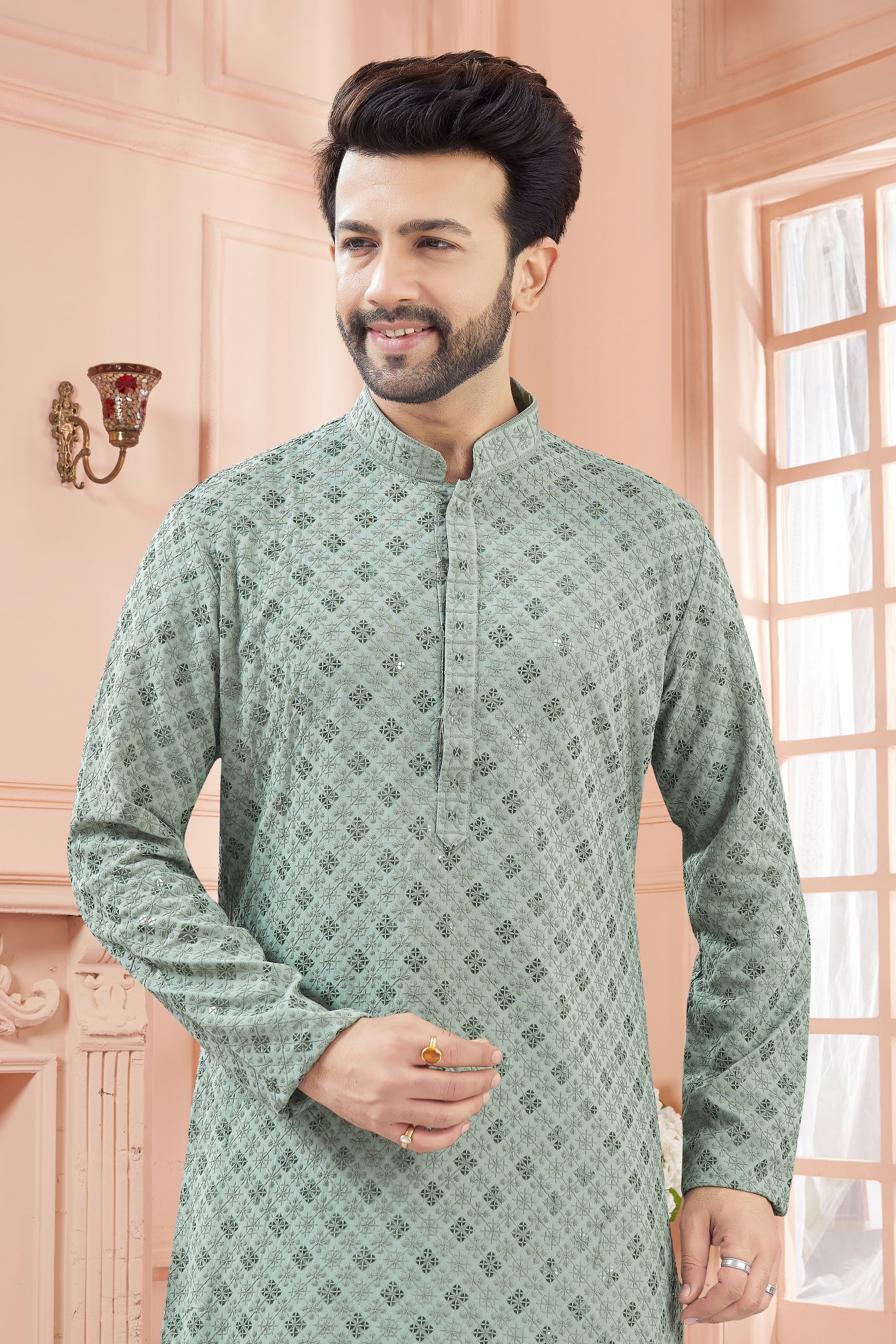 Mens Tiki Resham Kurta Set - Roop Darshan