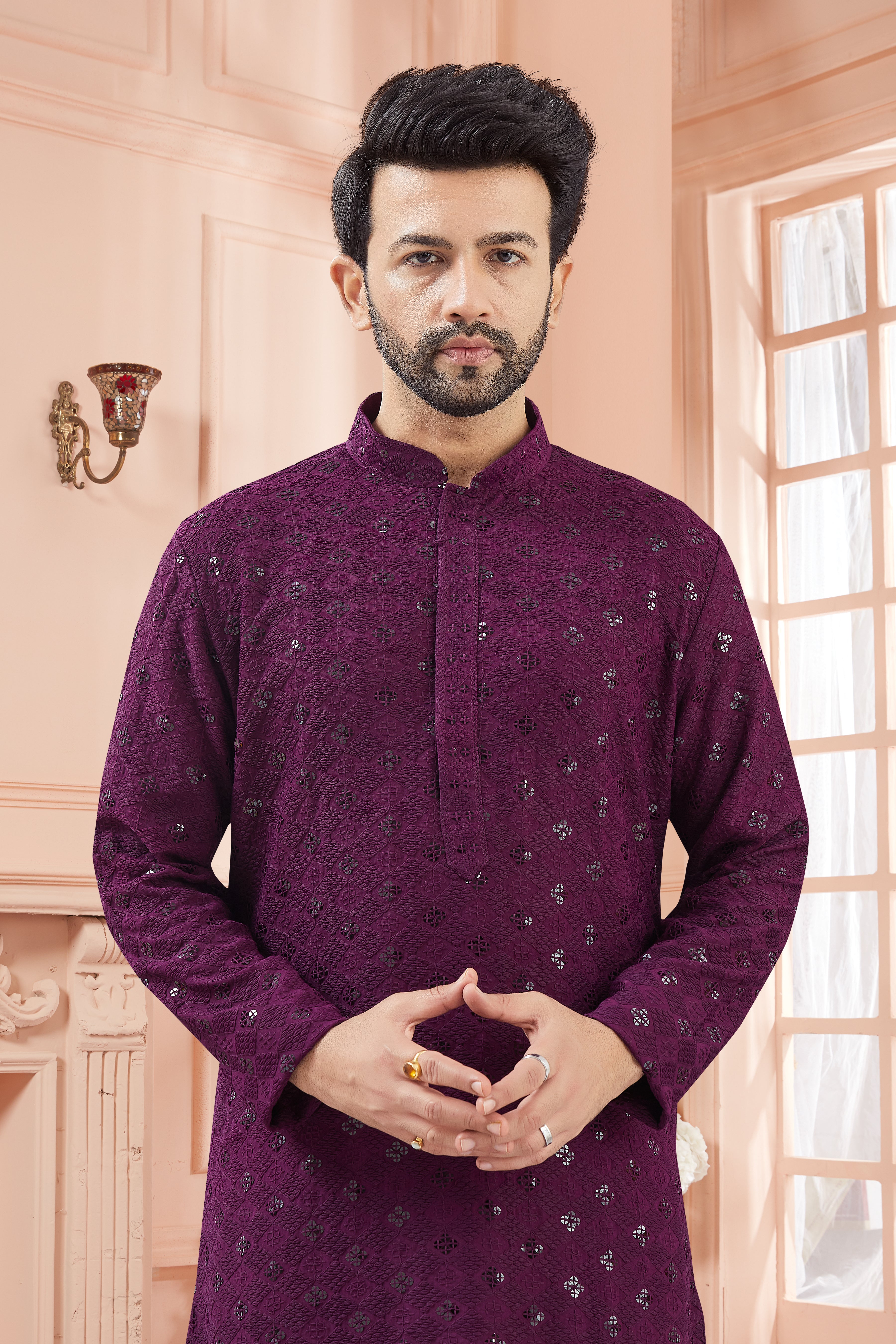 Mens Tiki Resham Kurta Set - Roop Darshan