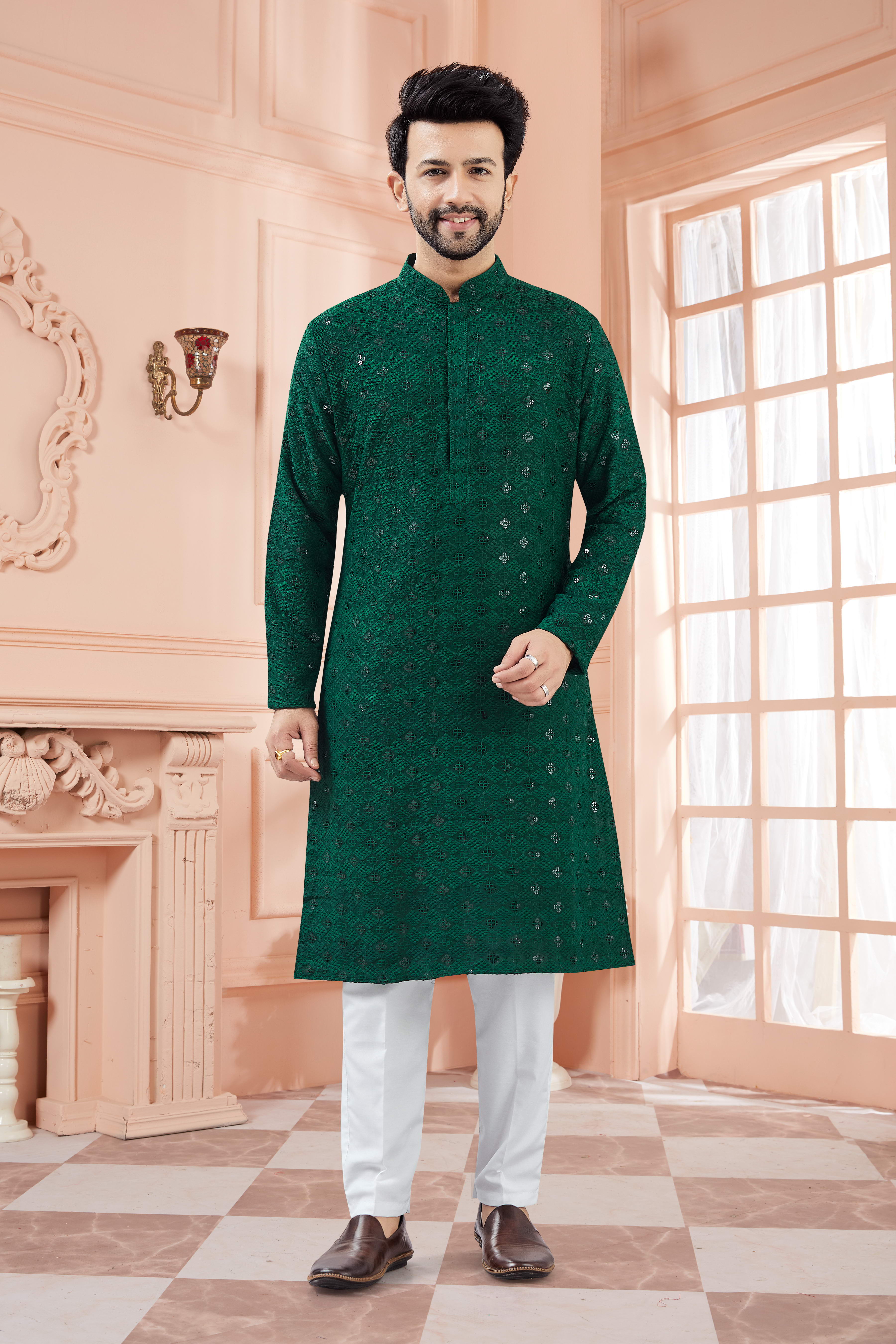 Mens Tiki Resham Kurta Set - Roop Darshan