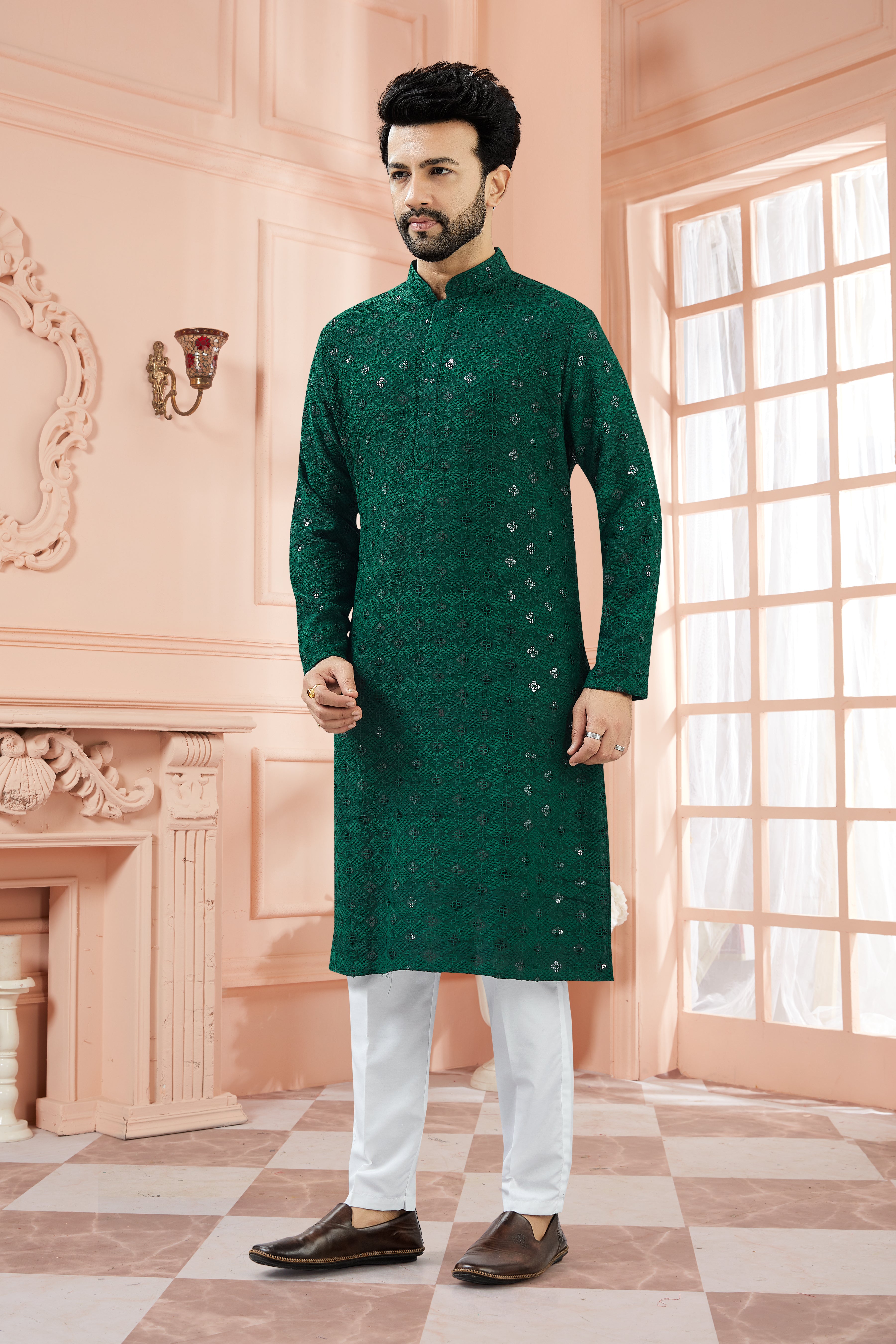 Mens Tiki Resham Kurta Set - Roop Darshan