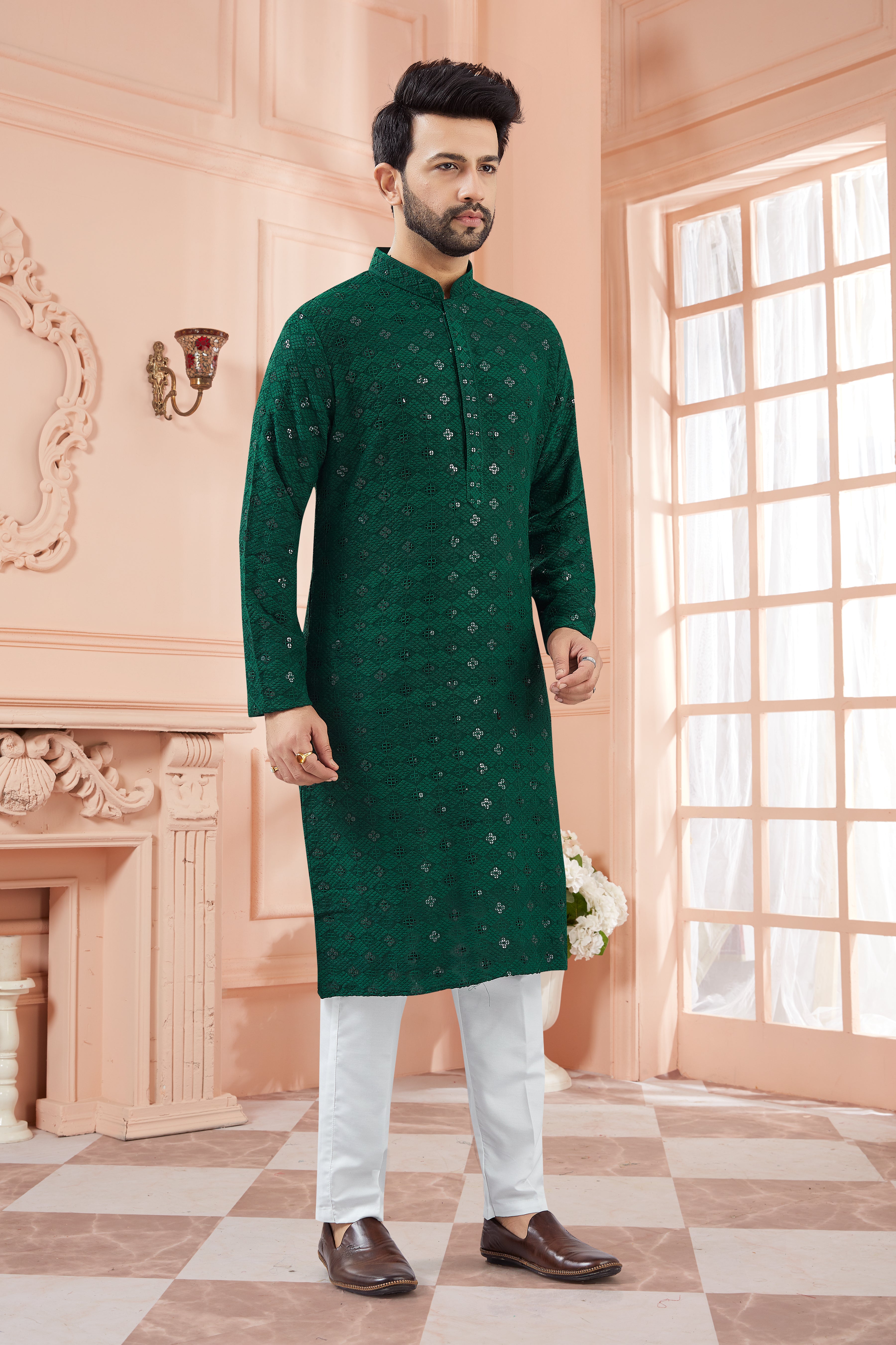 Mens Tiki Resham Kurta Set - Roop Darshan