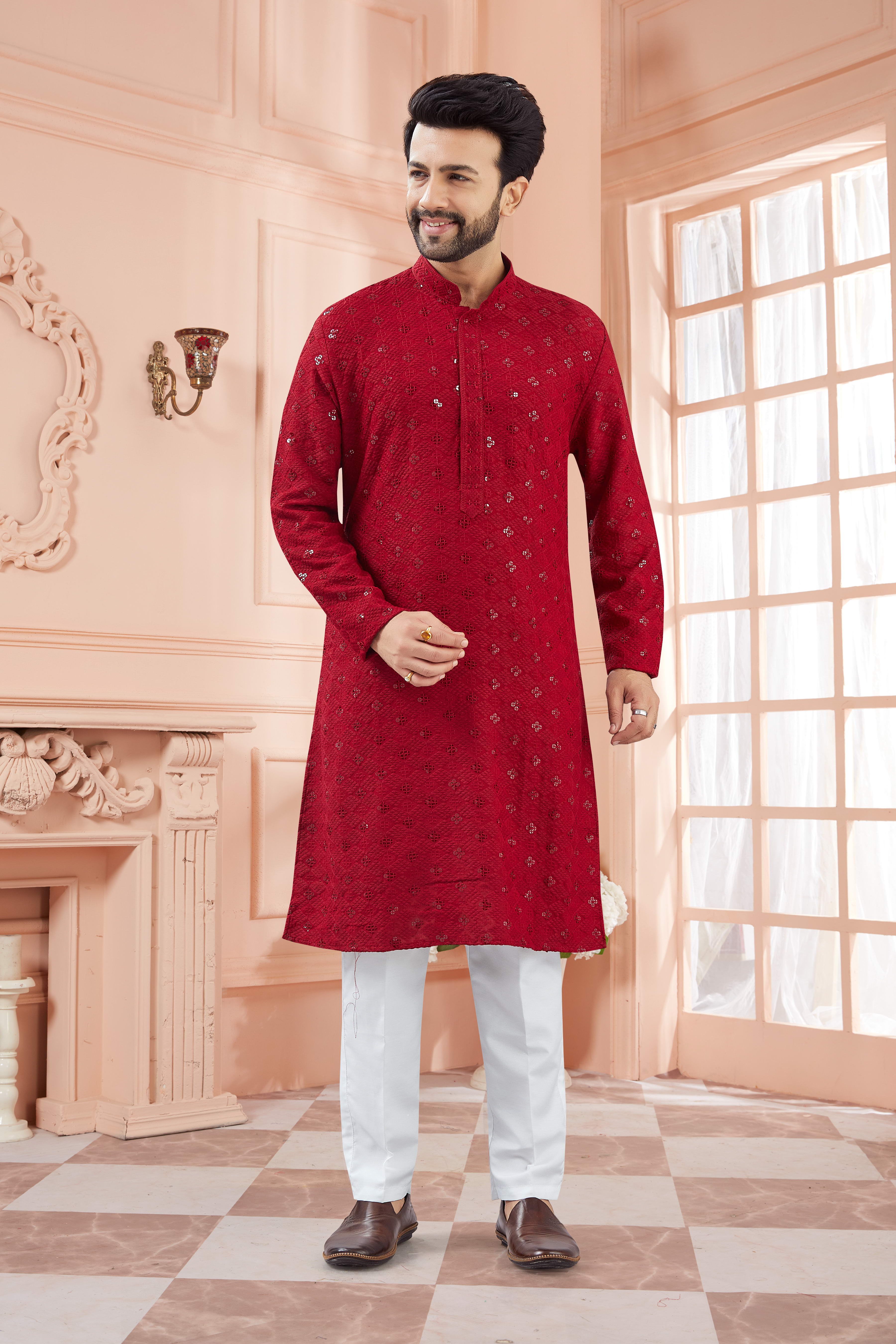 Mens Tiki Resham Kurta Set - Roop Darshan