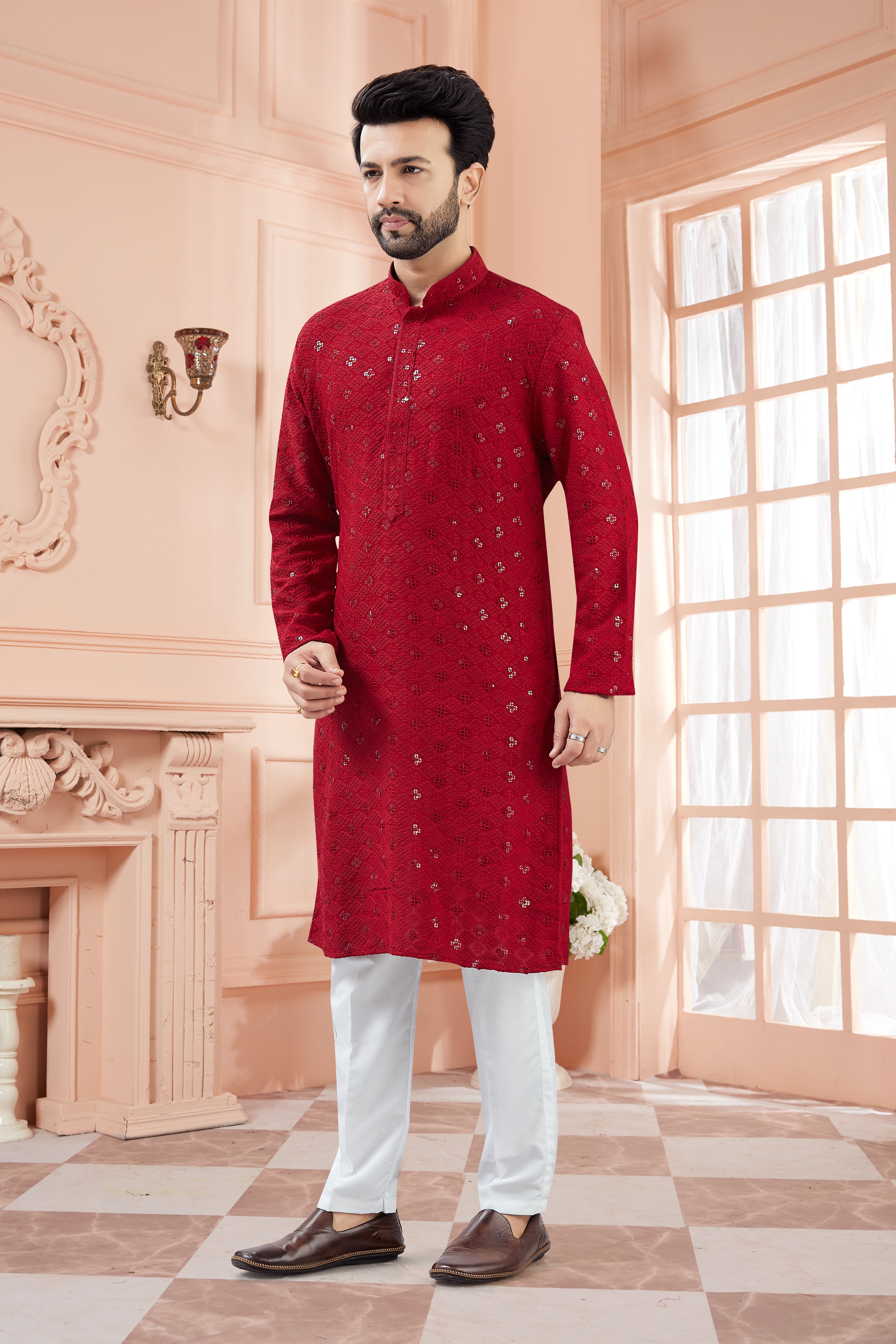 Mens Tiki Resham Kurta Set - Roop Darshan