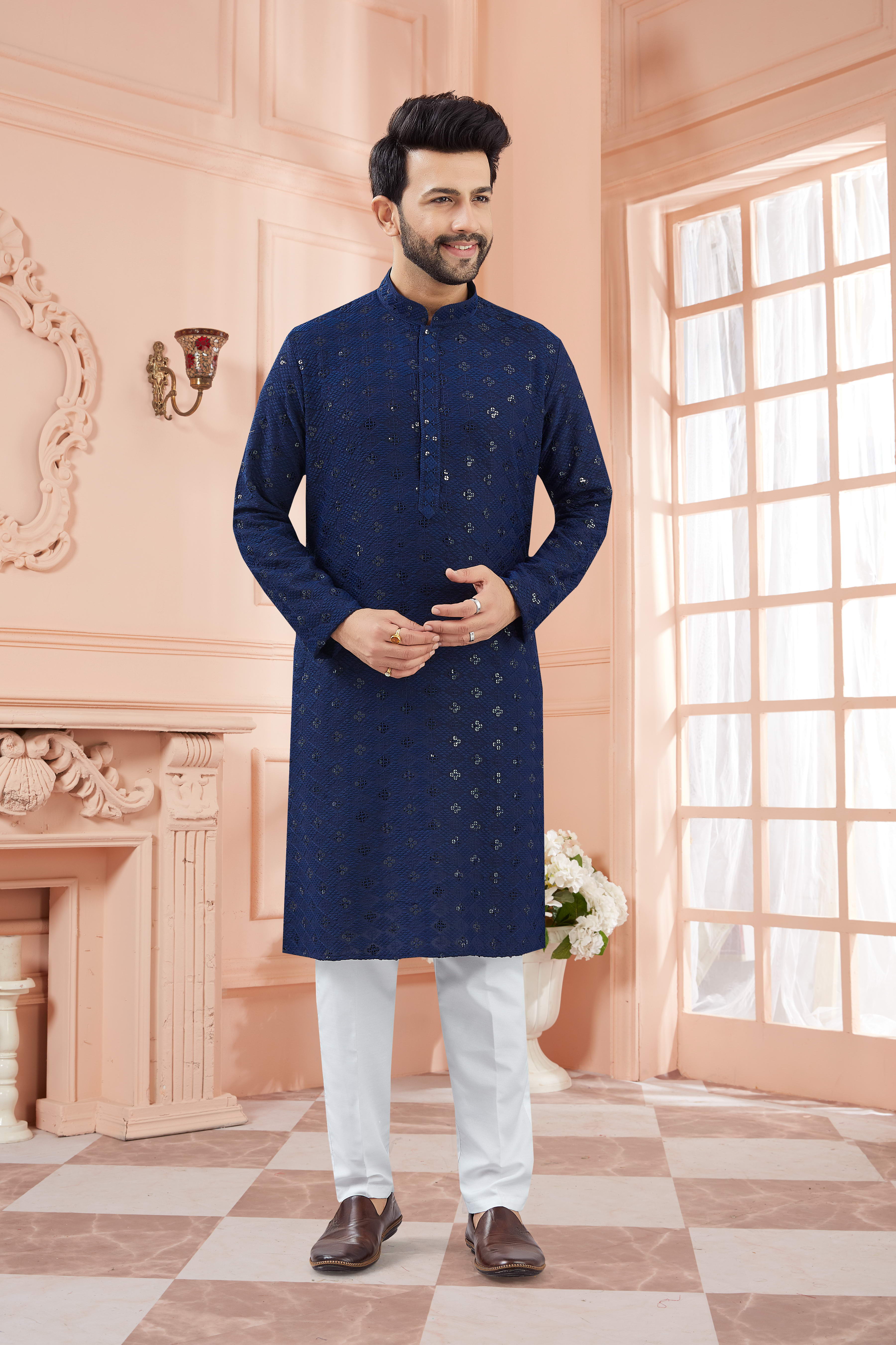Mens Tiki Resham Kurta Set - Roop Darshan