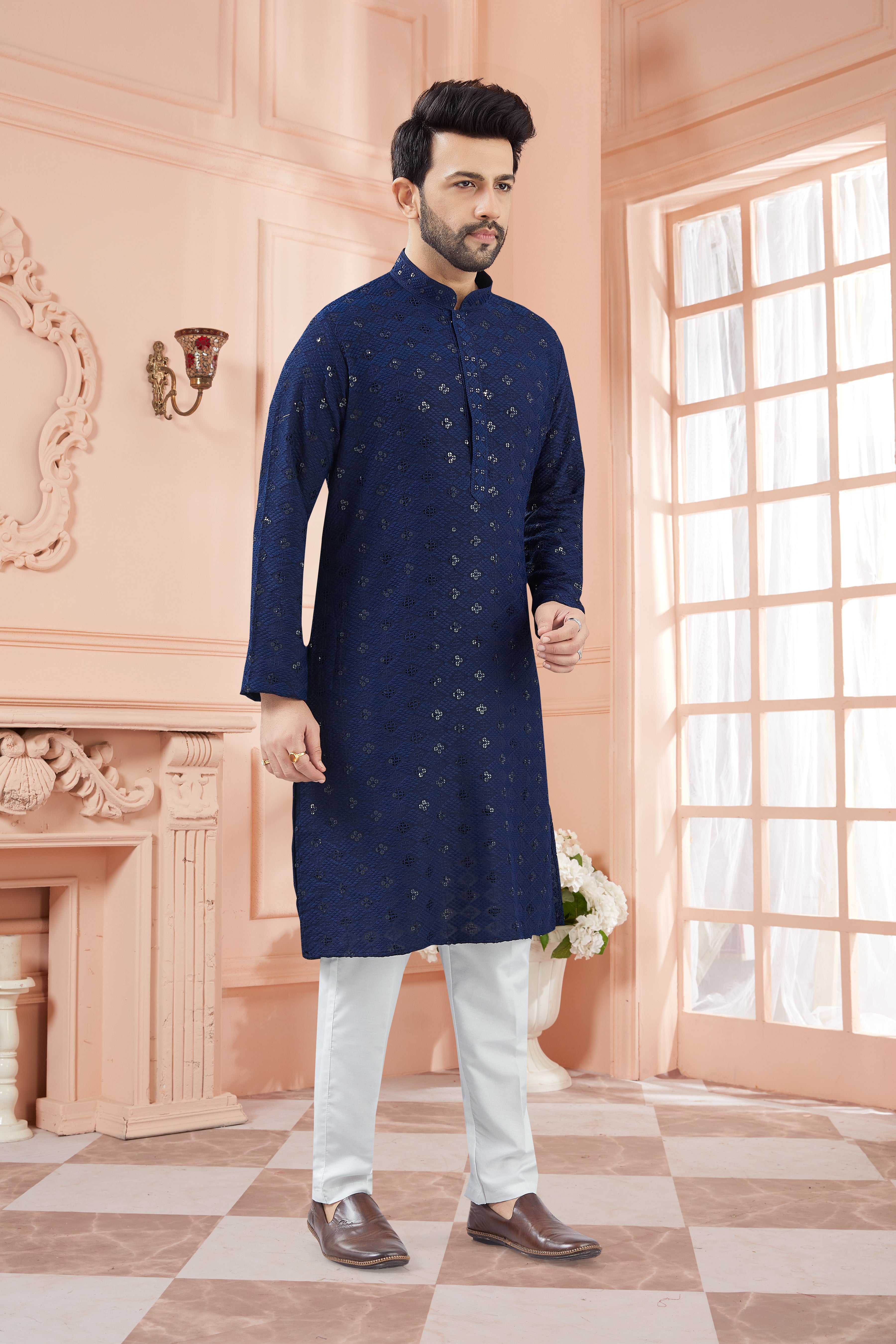Mens Tiki Resham Kurta Set - Roop Darshan