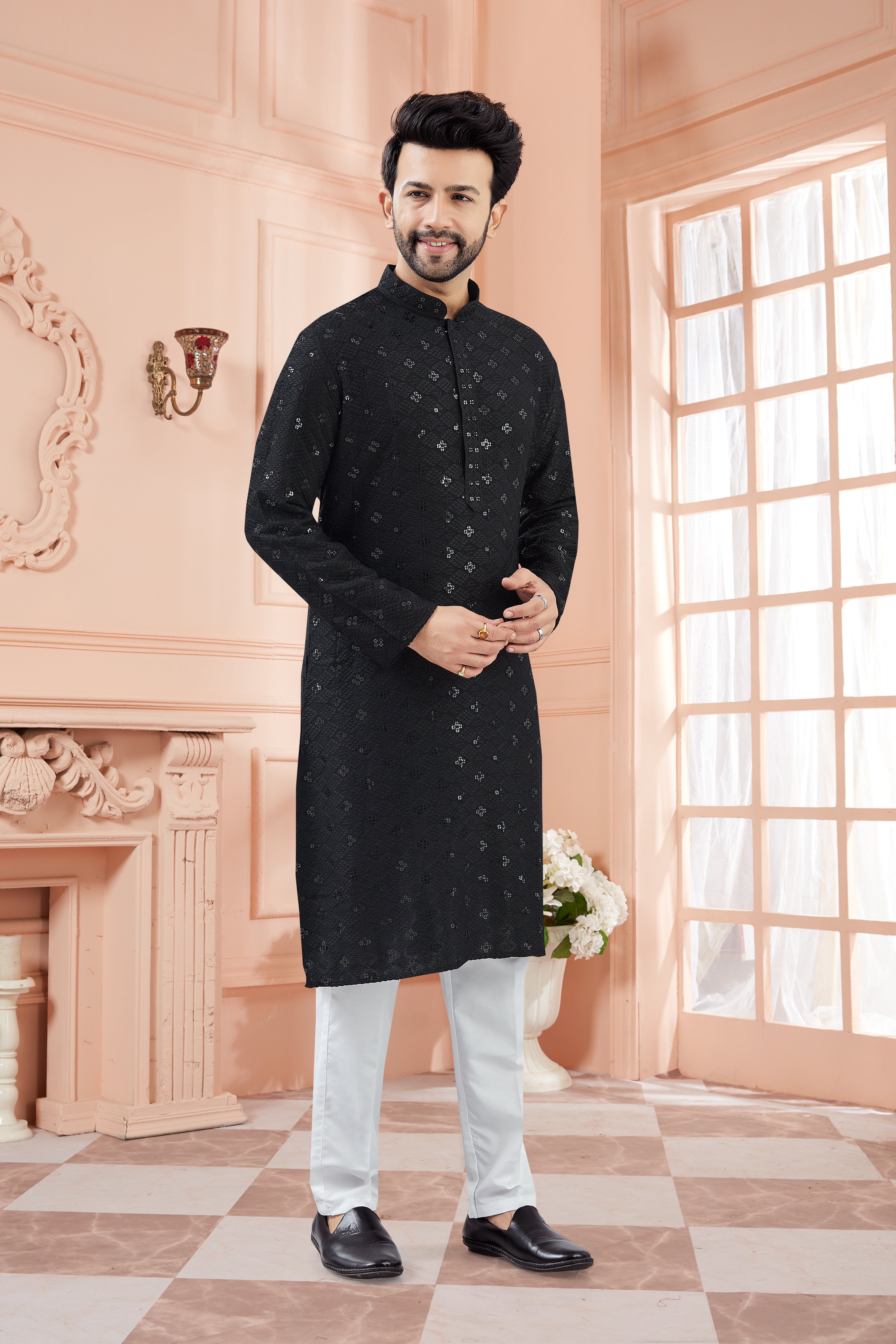 Mens Tiki Resham Kurta Set - Roop Darshan