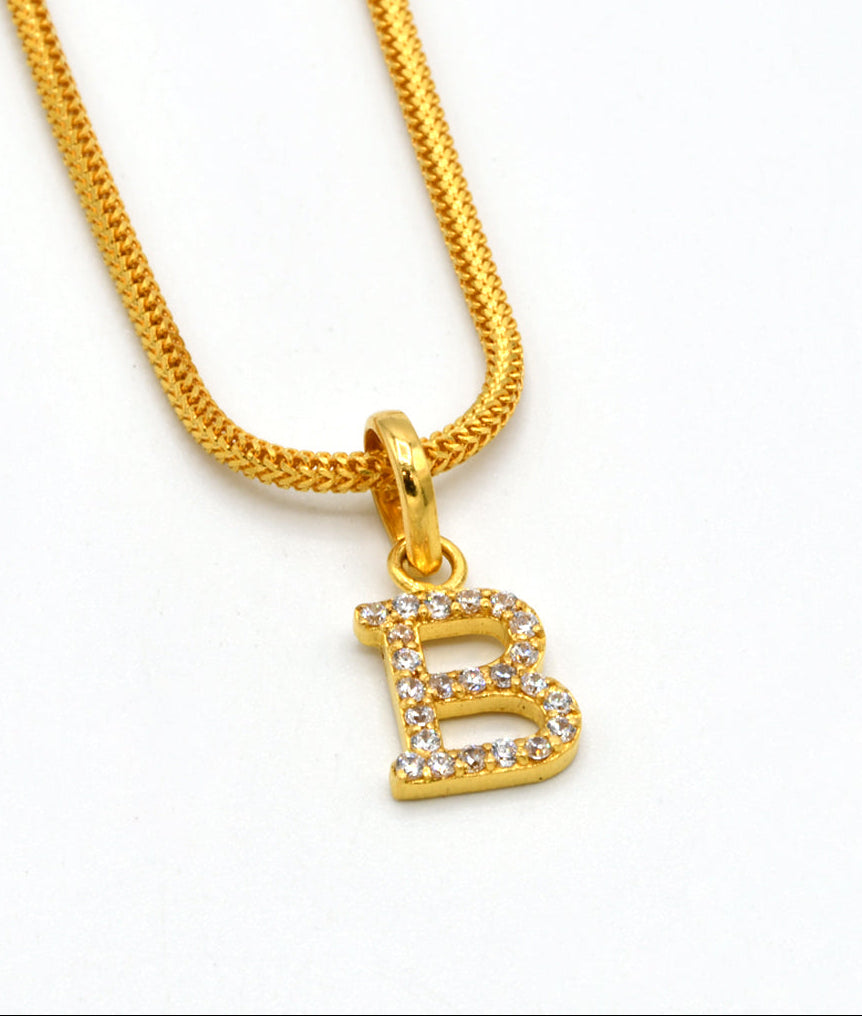 22ct Gold CZ "B" Initial Pendant - Roop Darshan
