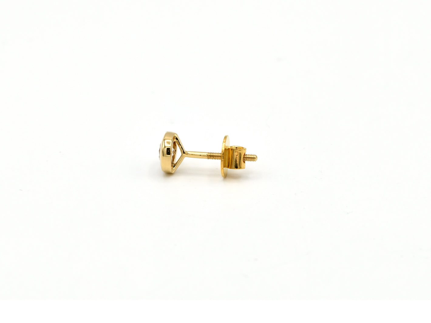 18ct Gold Round Bezel Diamond Stud Earrings - Roop Darshan