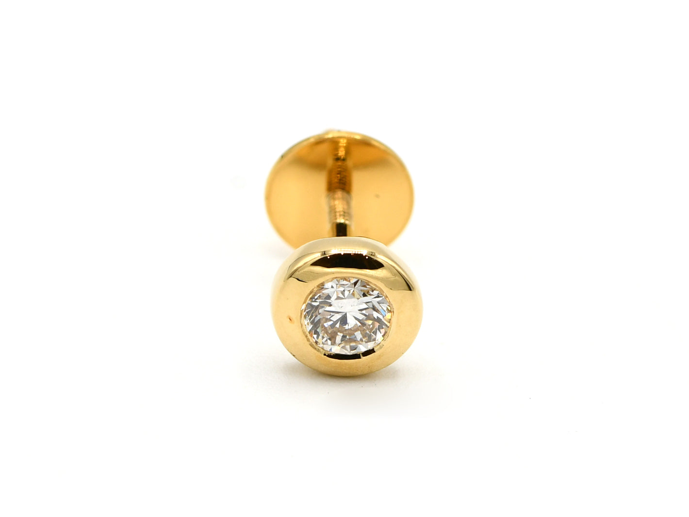 18ct Gold Round Bezel Diamond Stud Earrings - Roop Darshan