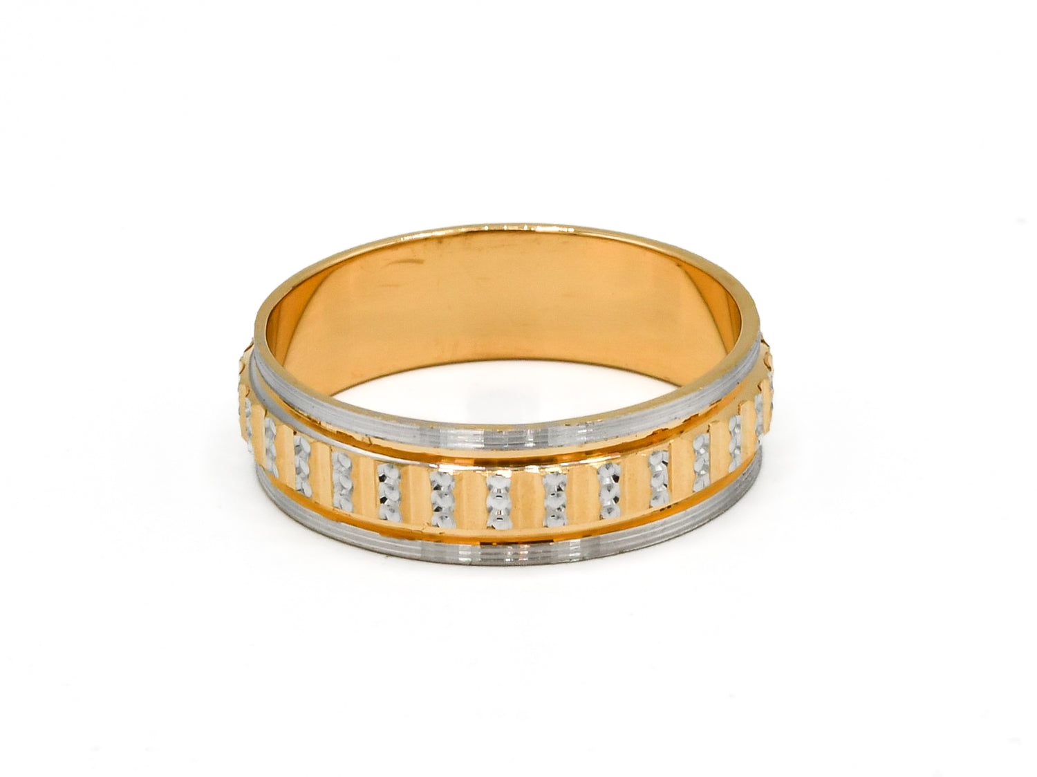 22ct Gold Two Tone Band Ring - Roop Darshan