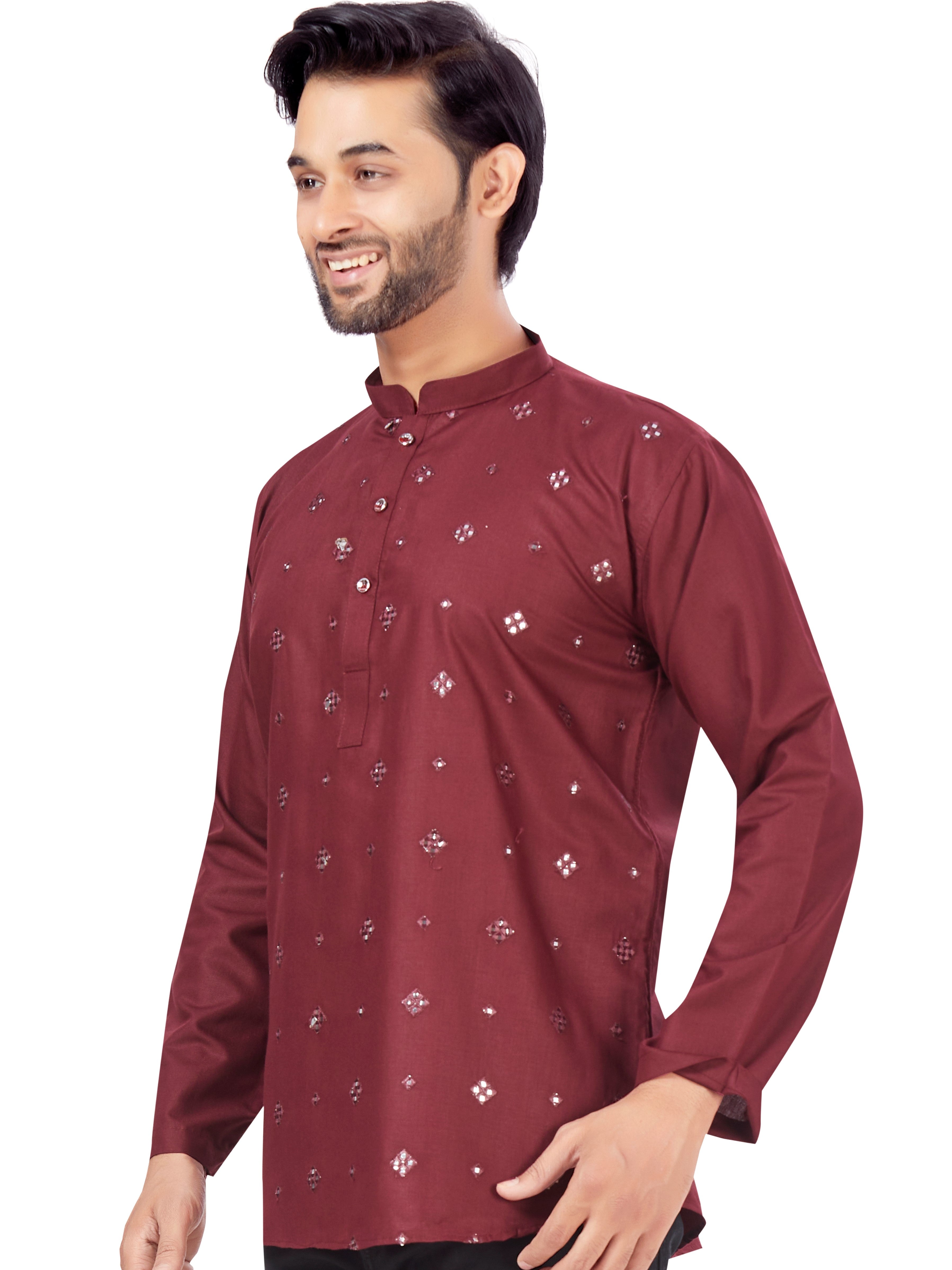 Mens Sequin Embroidered Kurti. - Roop Darshan