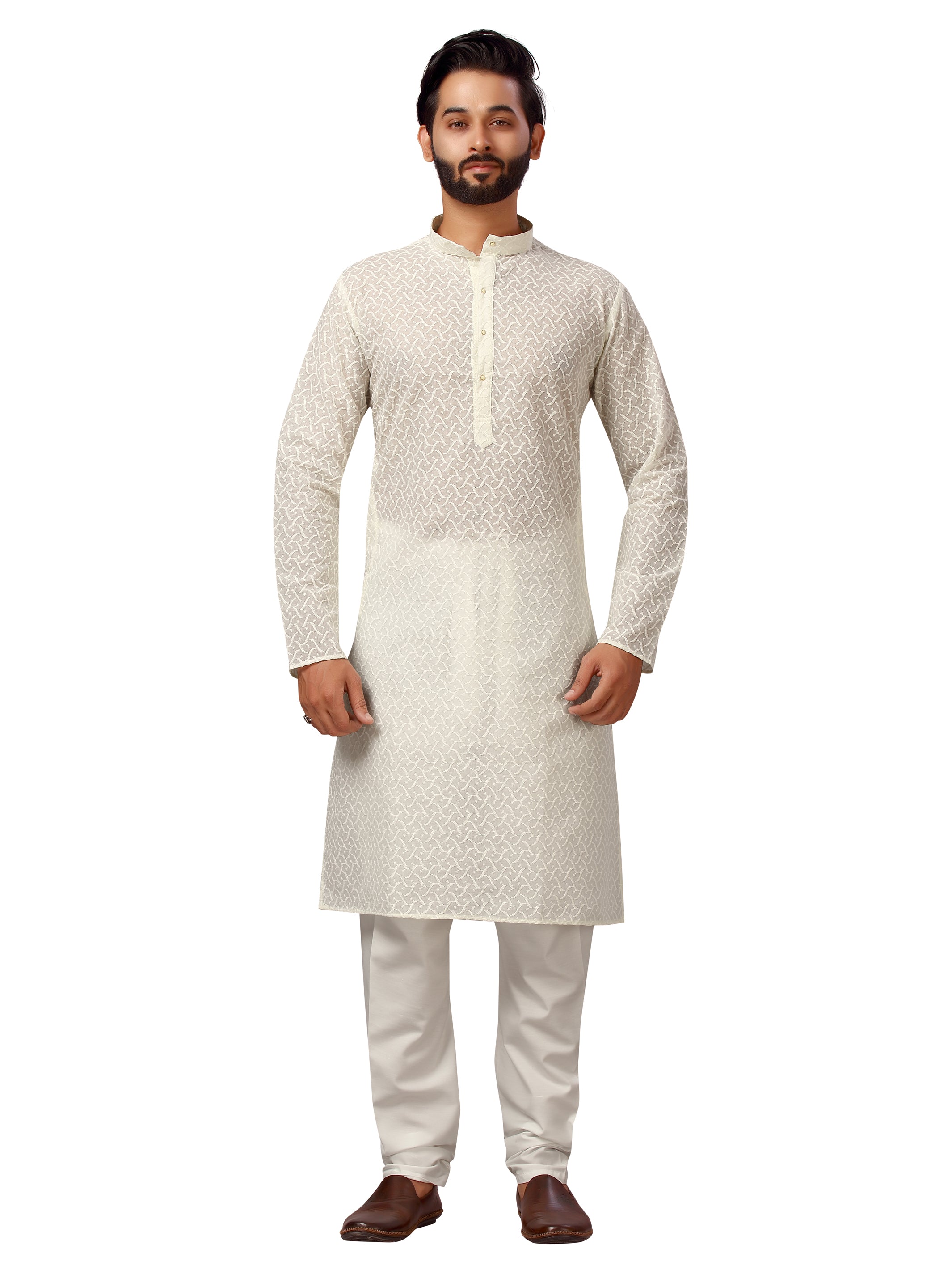 Mens Embroidered Kurta Payjama - Roop Darshan