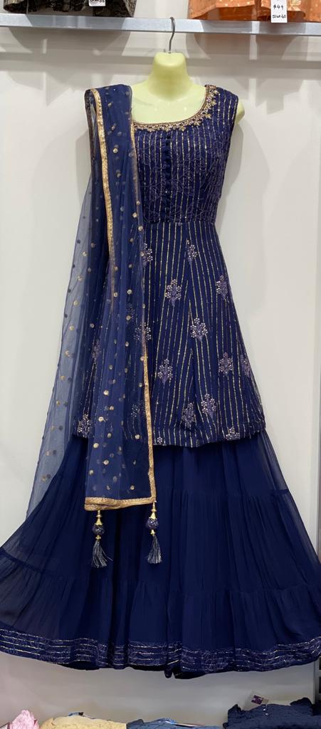 Zarah Georgette Stone Tiki Work Sharara Suit - Roop Darshan