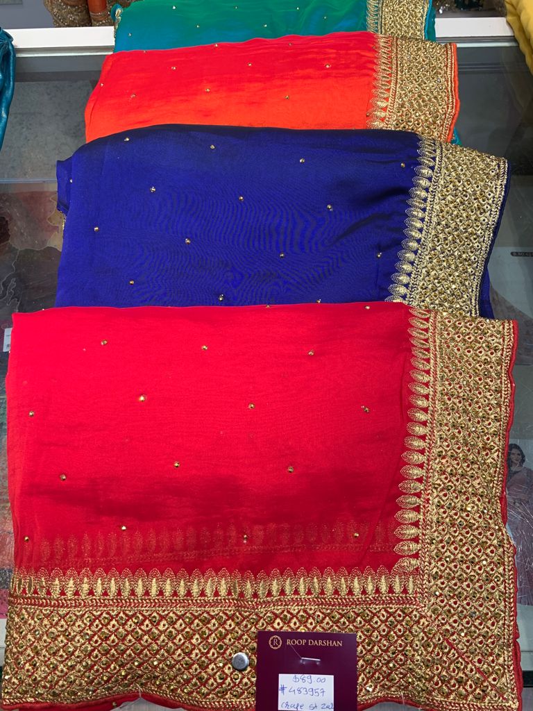 Crepe Stone Work Zari Saree - Roop Darshan