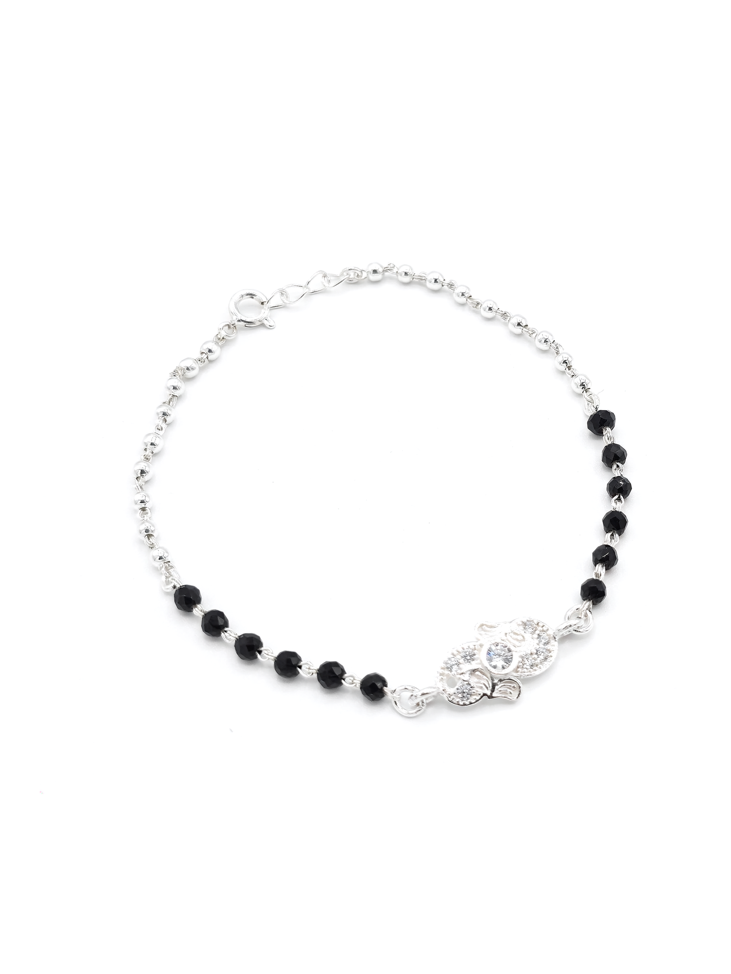 Sterling Silver Black Beads CZ Bracelet