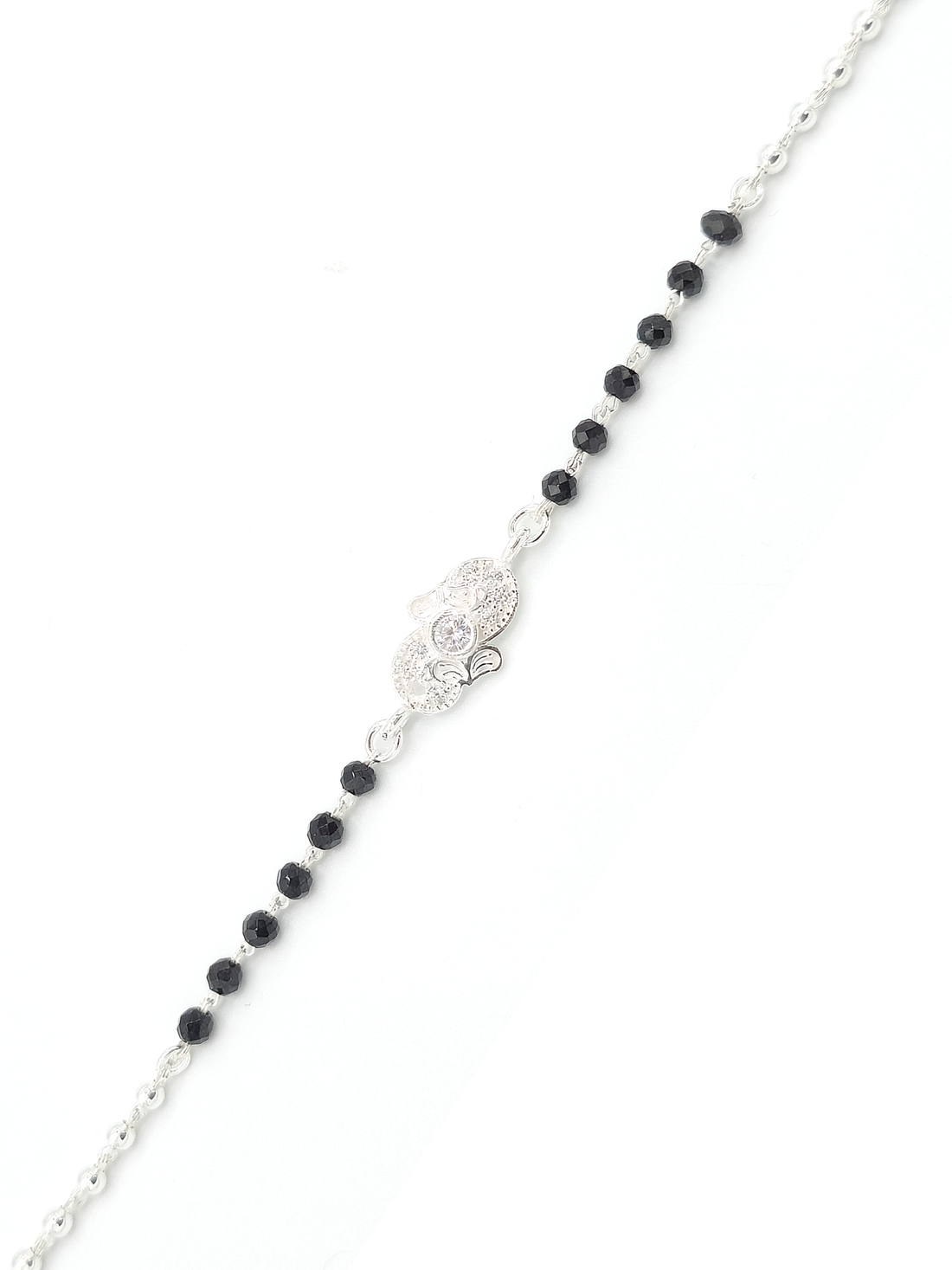 Sterling Silver Black Beads CZ Bracelet