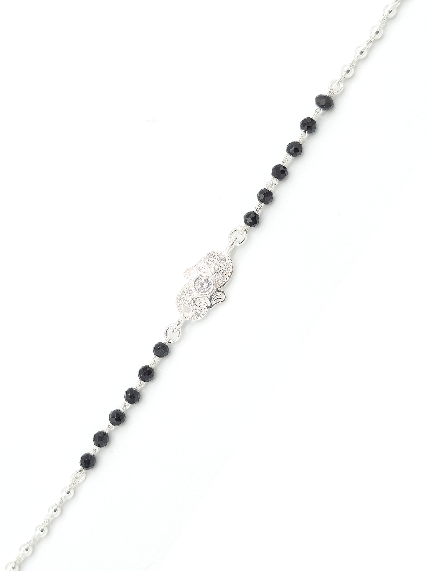 Sterling Silver Black Beads CZ Bracelet